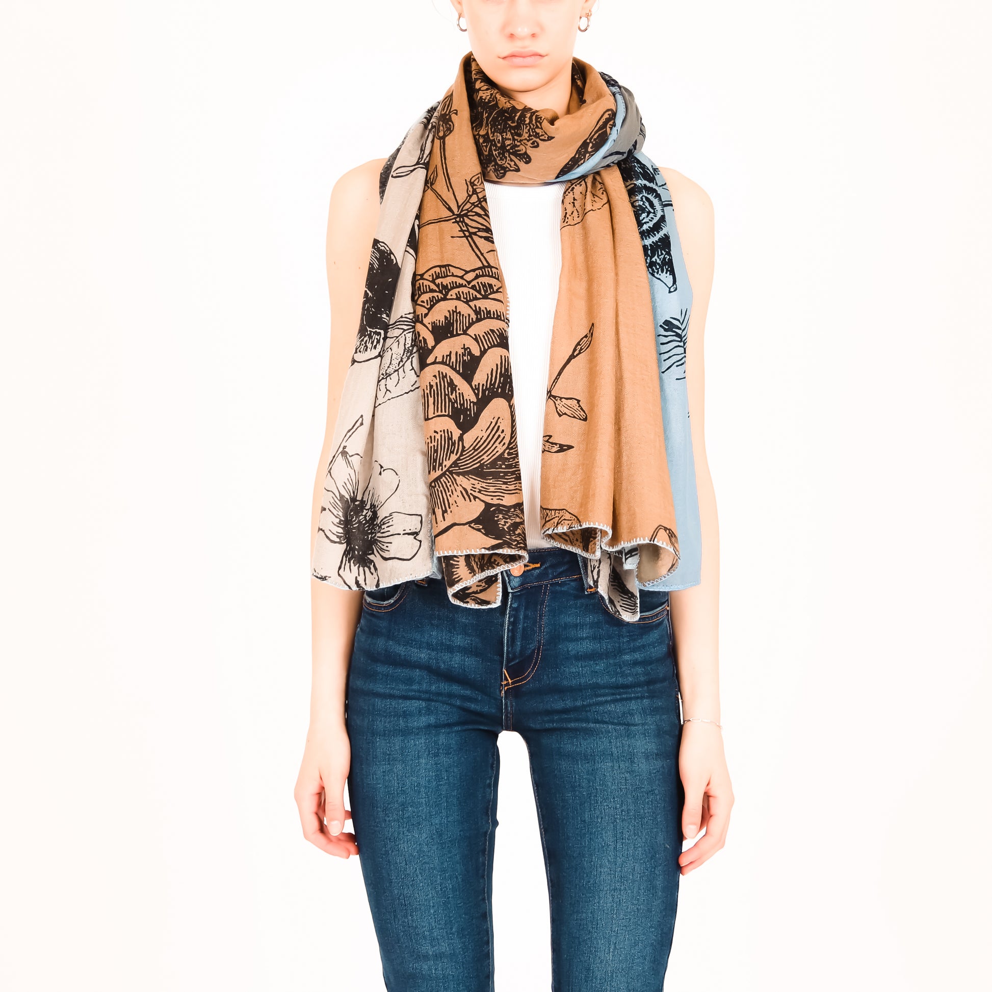 FLOWER EXPLOSION 3COLOR FELTED CASHMERE SCARF