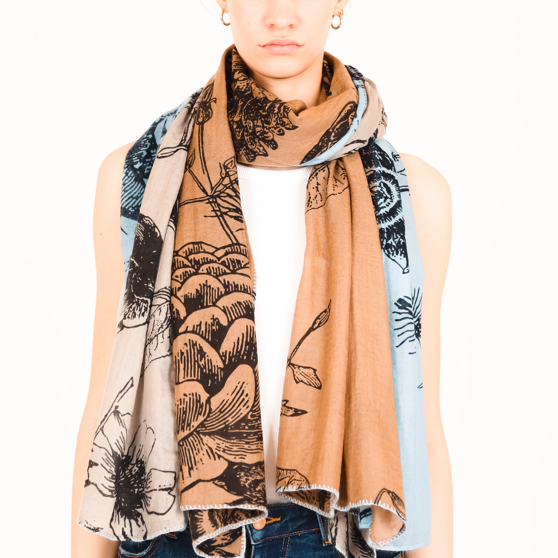 FLOWER EXPLOSION 3COLOR FELTED CASHMERE SCARF