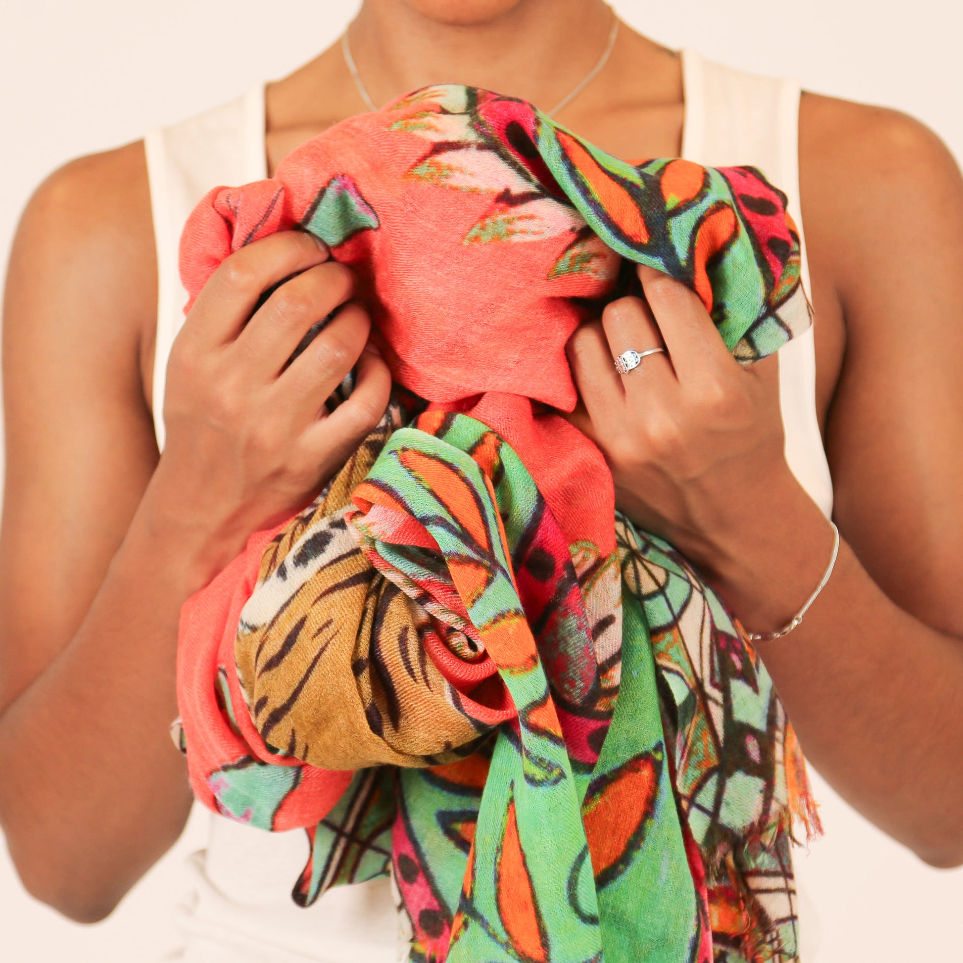 TIGER & JUNGLE CASHMERE SCARF LARGE