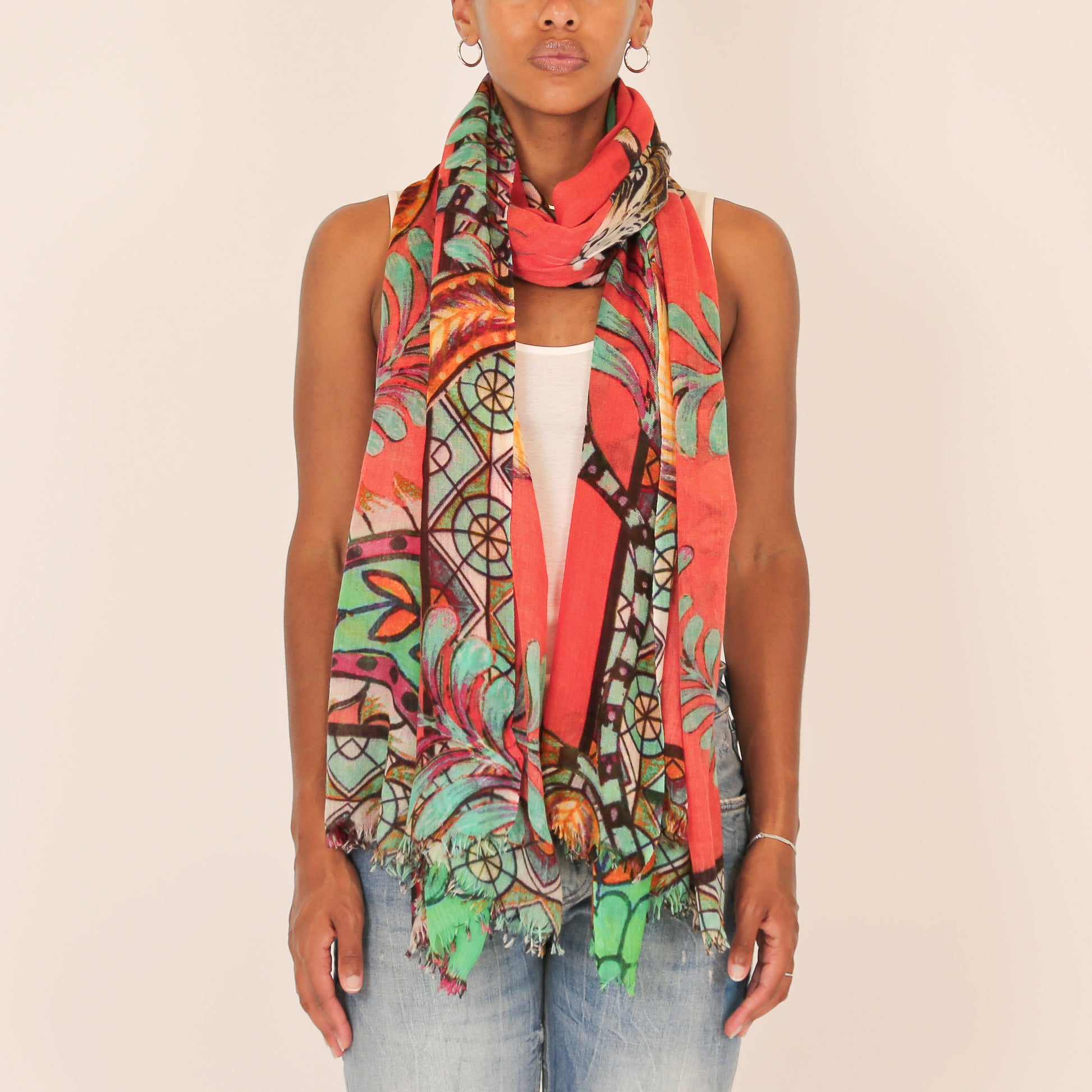 TIGER & JUNGLE CASHMERE SCARF LARGE