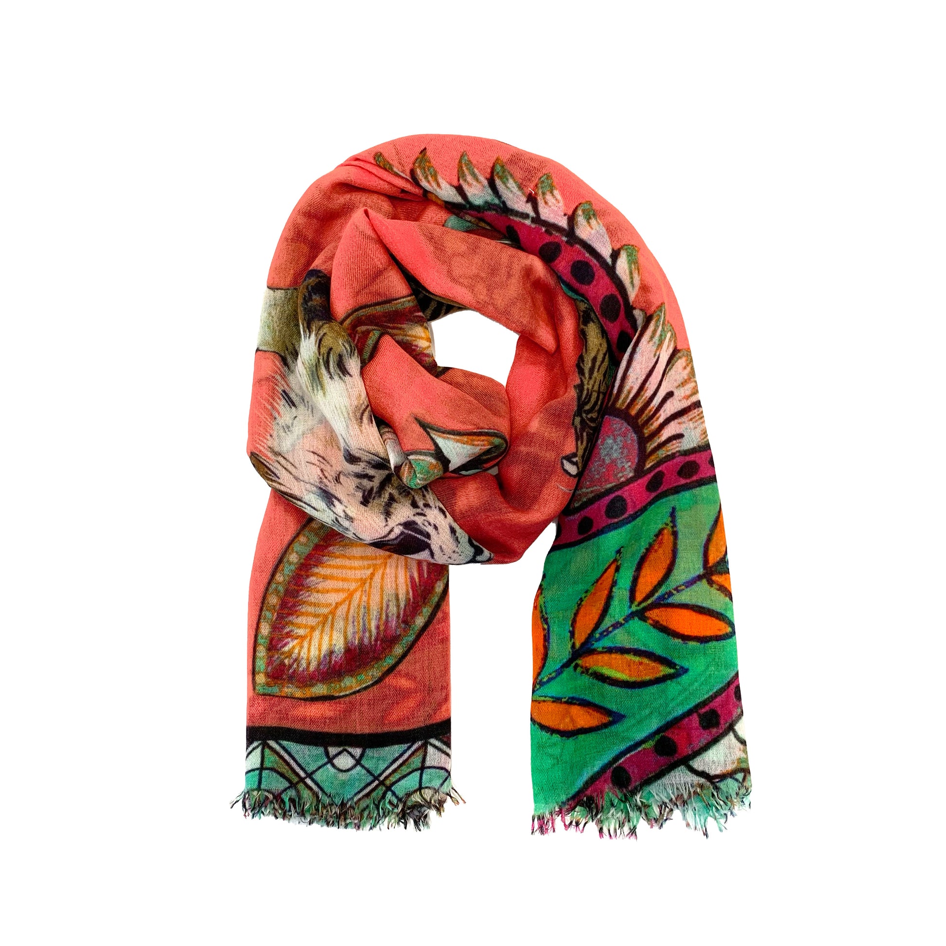 TIGER & JUNGLE CASHMERE SCARF LARGE
