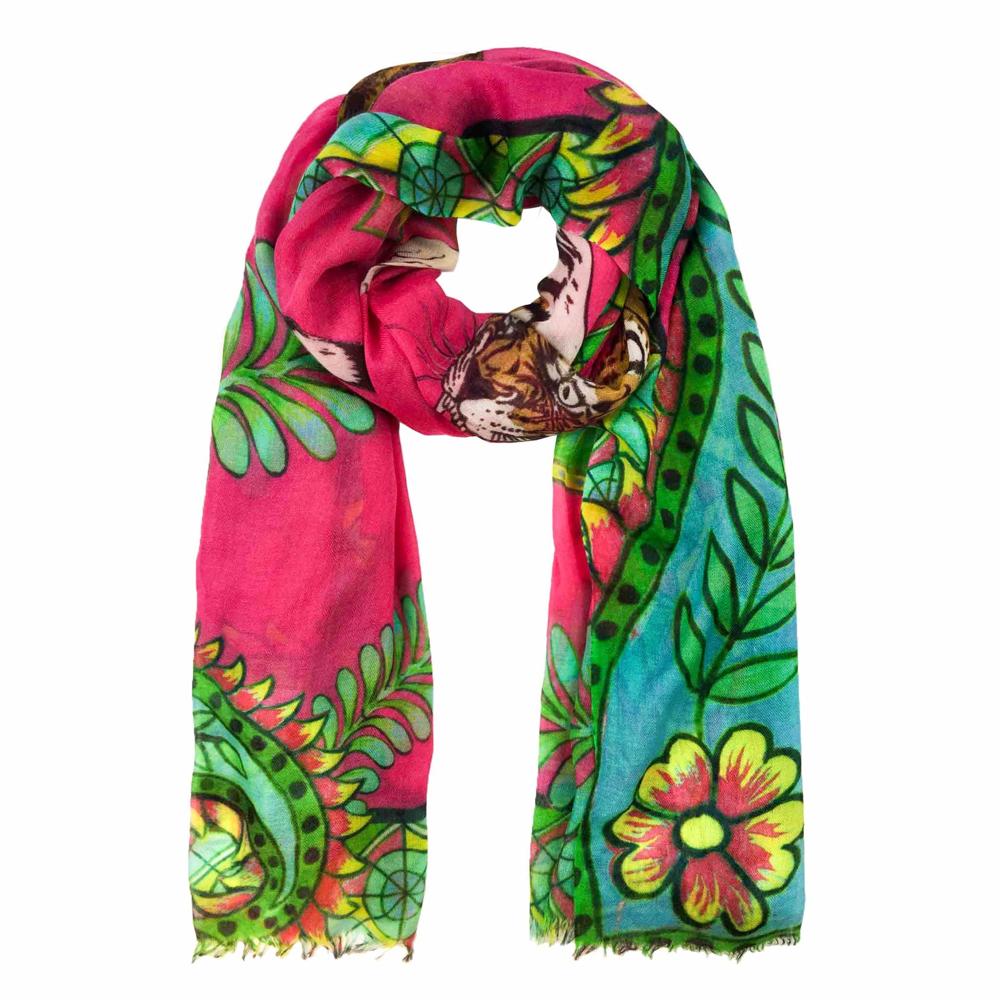 TIGER & JUNGLE CASHMERE SCARF LARGE