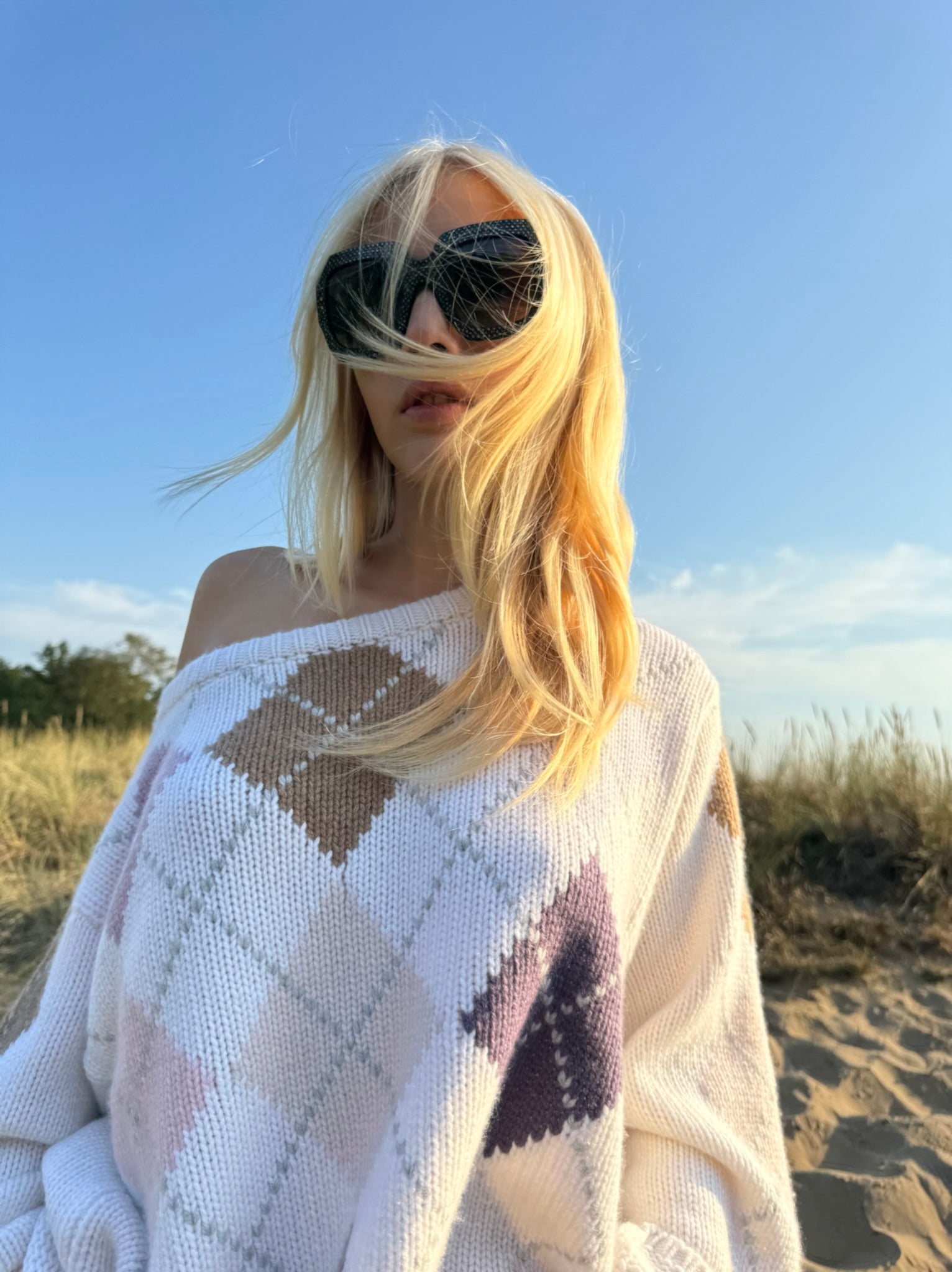 COOL ISCHGL EXTRA DIAMOND SWEATER - CHALK/POWDER