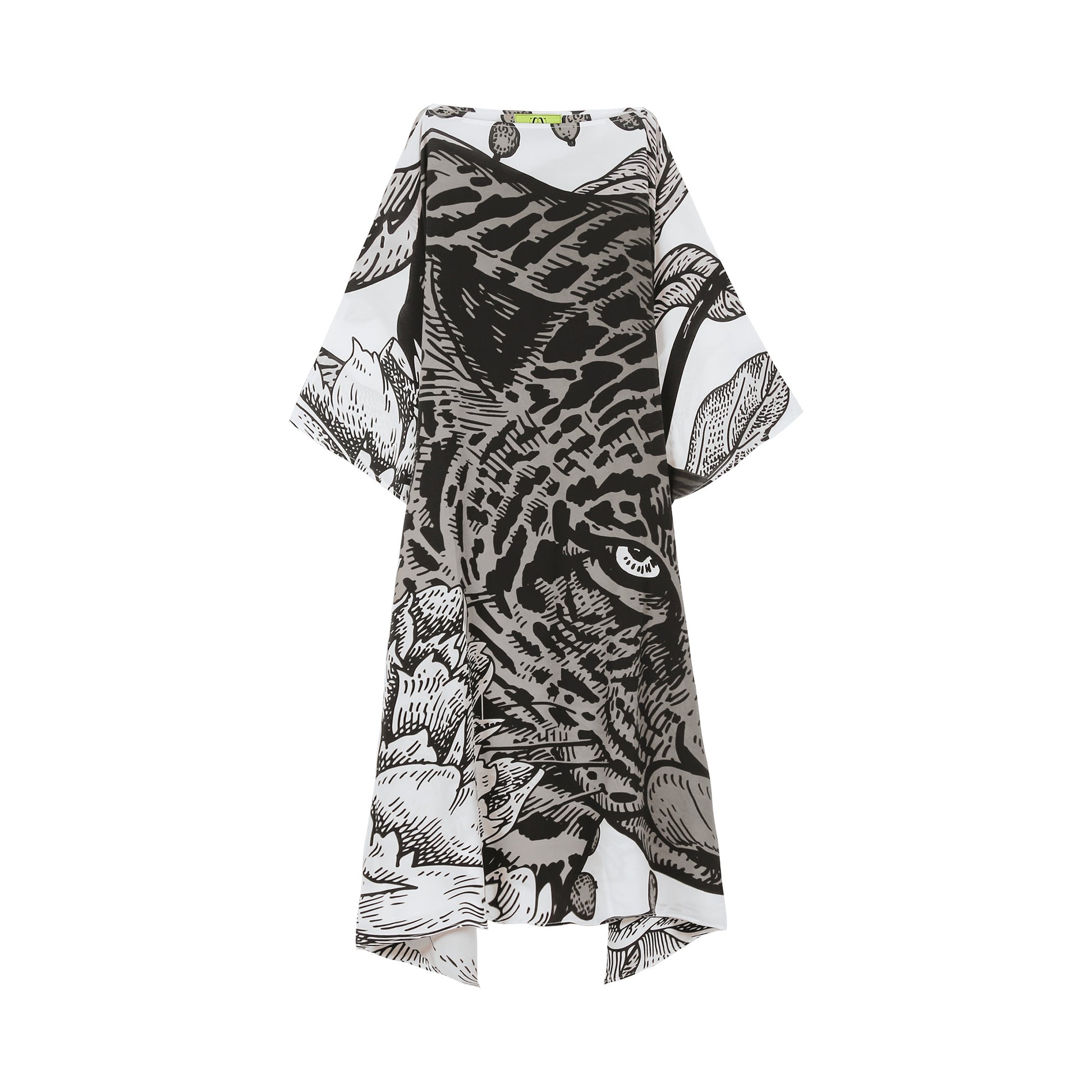 LEO IN FLOWERS SILK TUNIC - OFF-WHITE