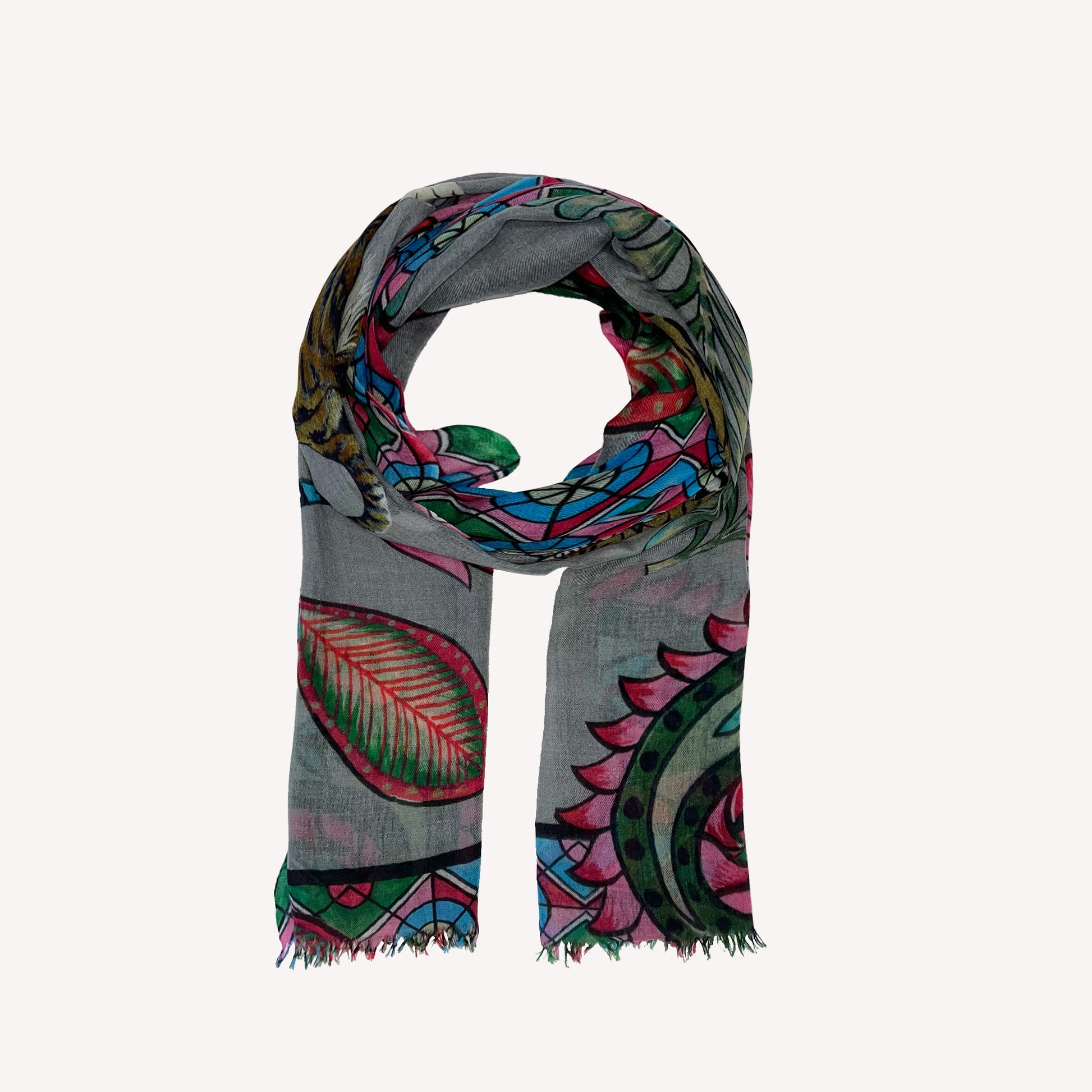 TIGER & JUNGLE CASHMERE SCARF LARGE