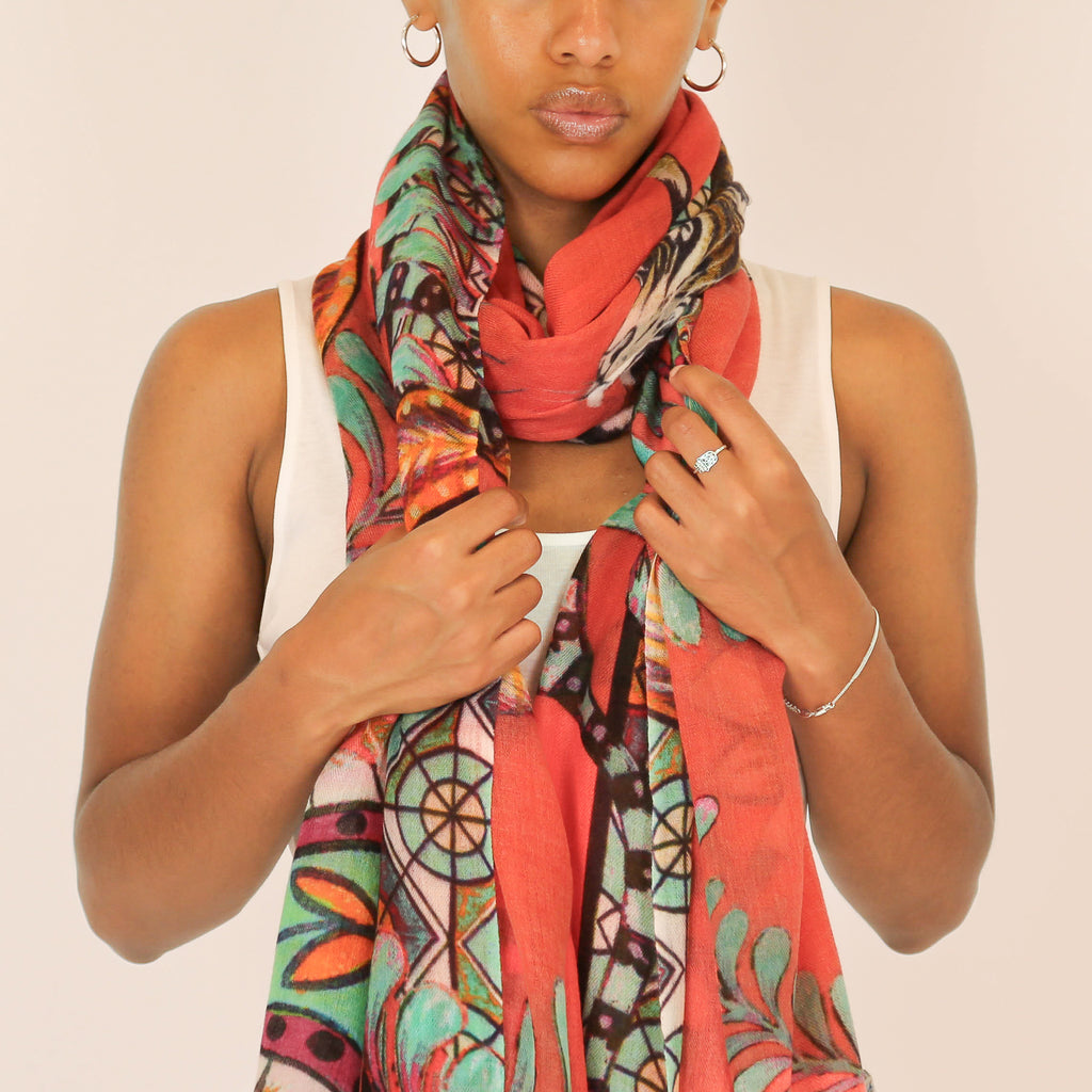 TIGER & JUNGLE CASHMERE SCARF LARGE