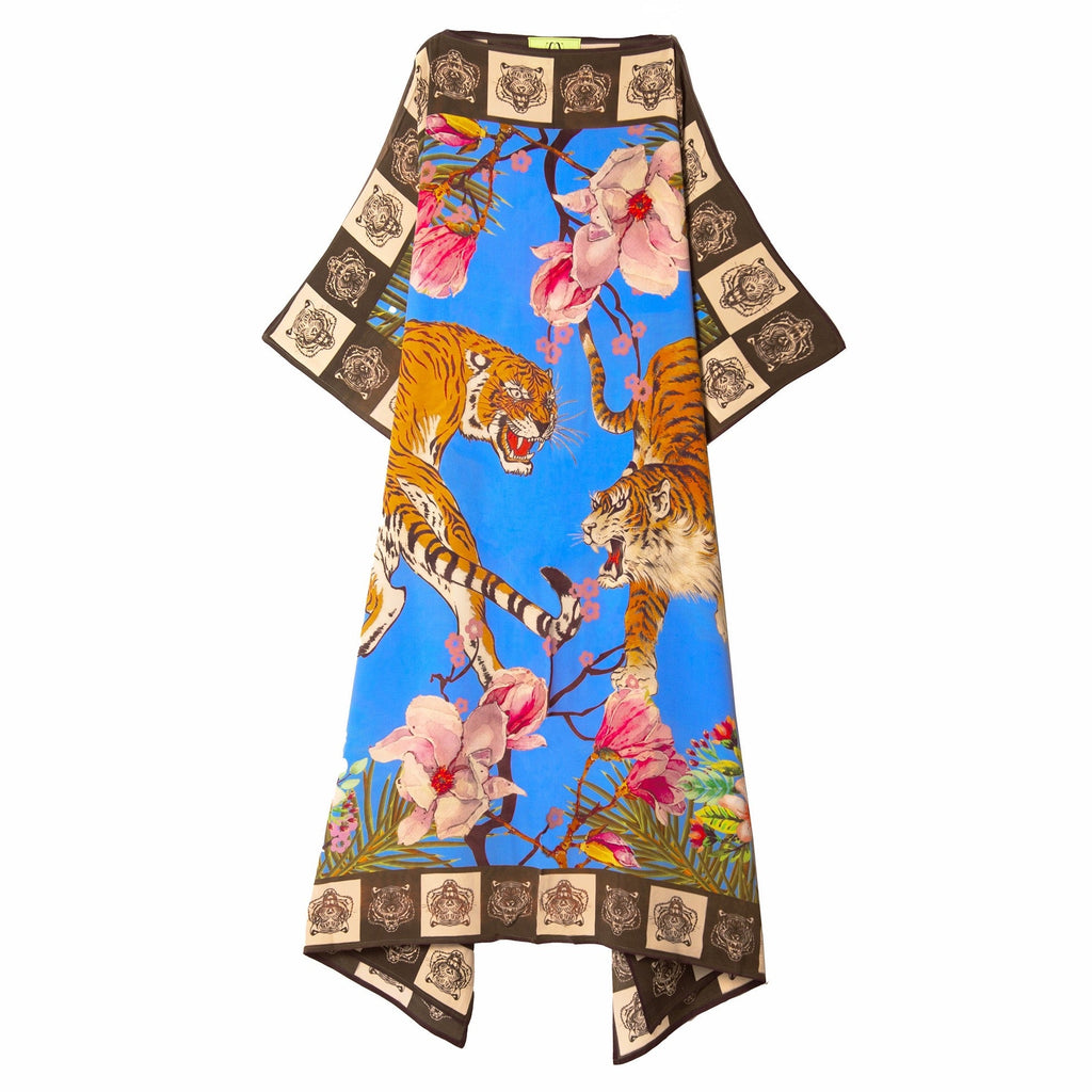 ROARING TIGER SILK TUNIC - Blue