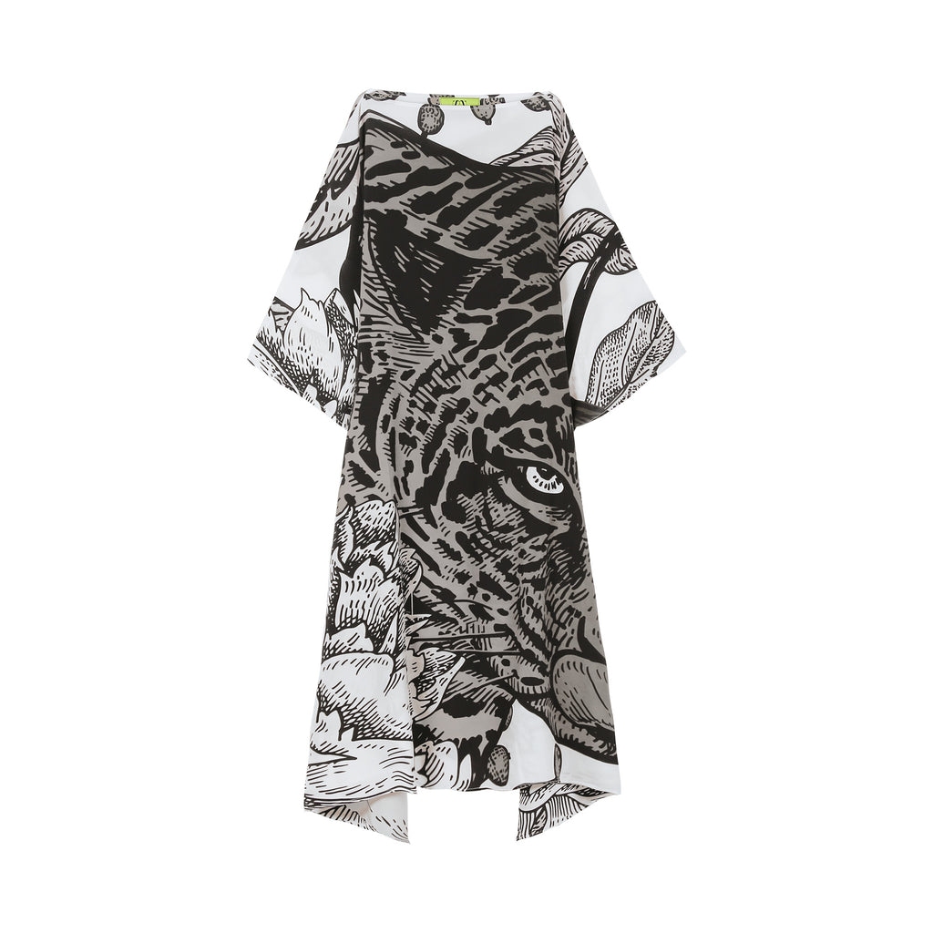 LEO IN FLOWERS SILK TUNIC - OFF-WHITE