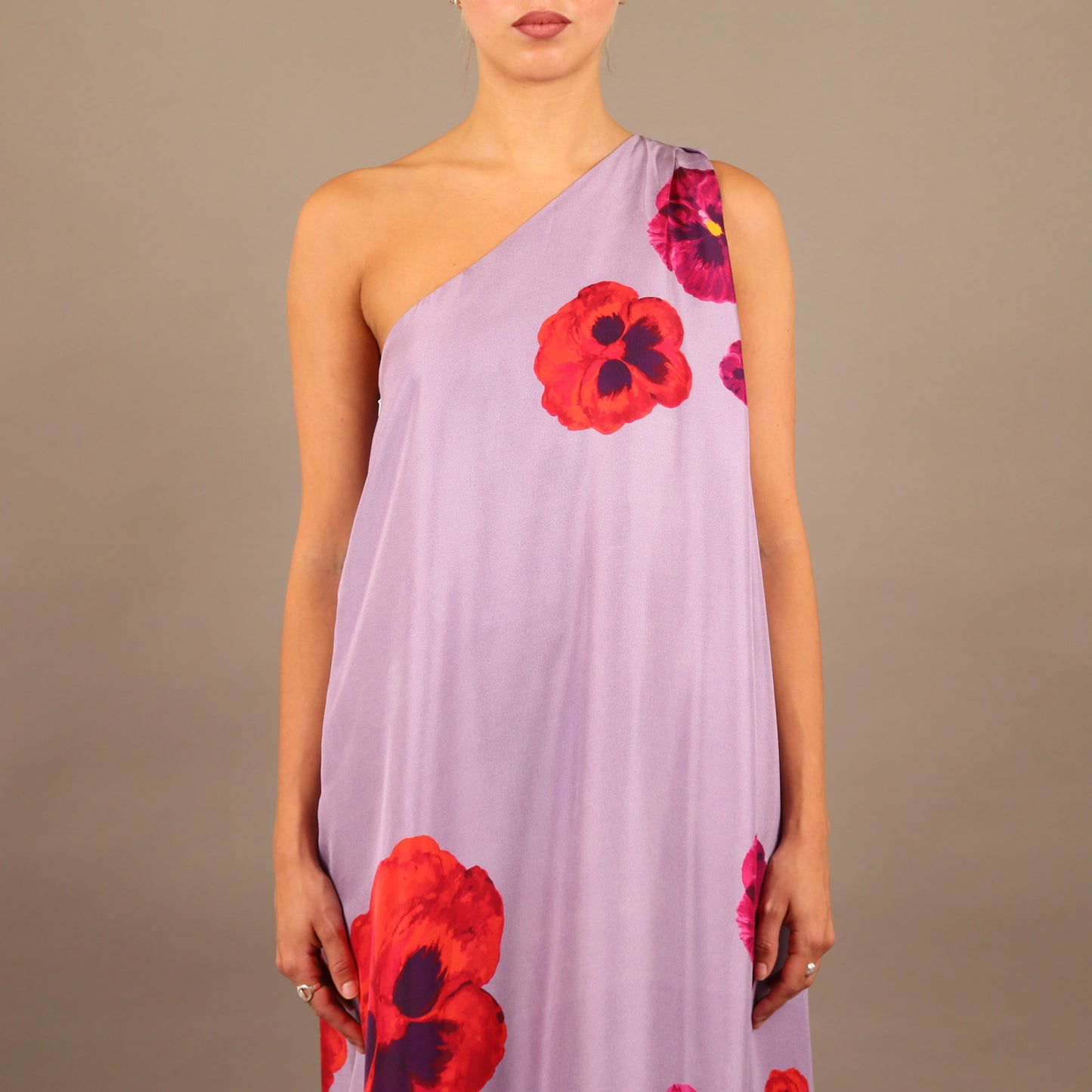 PANSY SILK OFF-SHOULDER DRESS