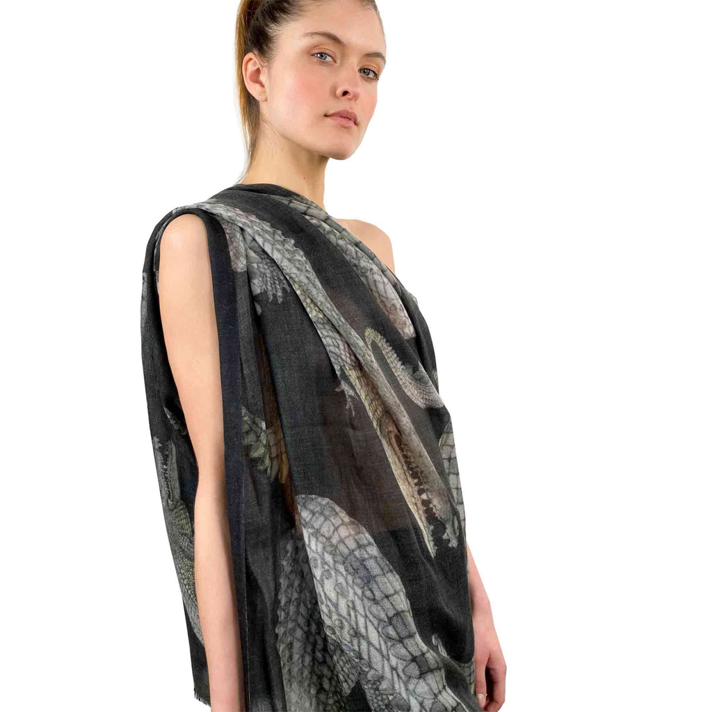 CROCODILE CASHMERE SCARF