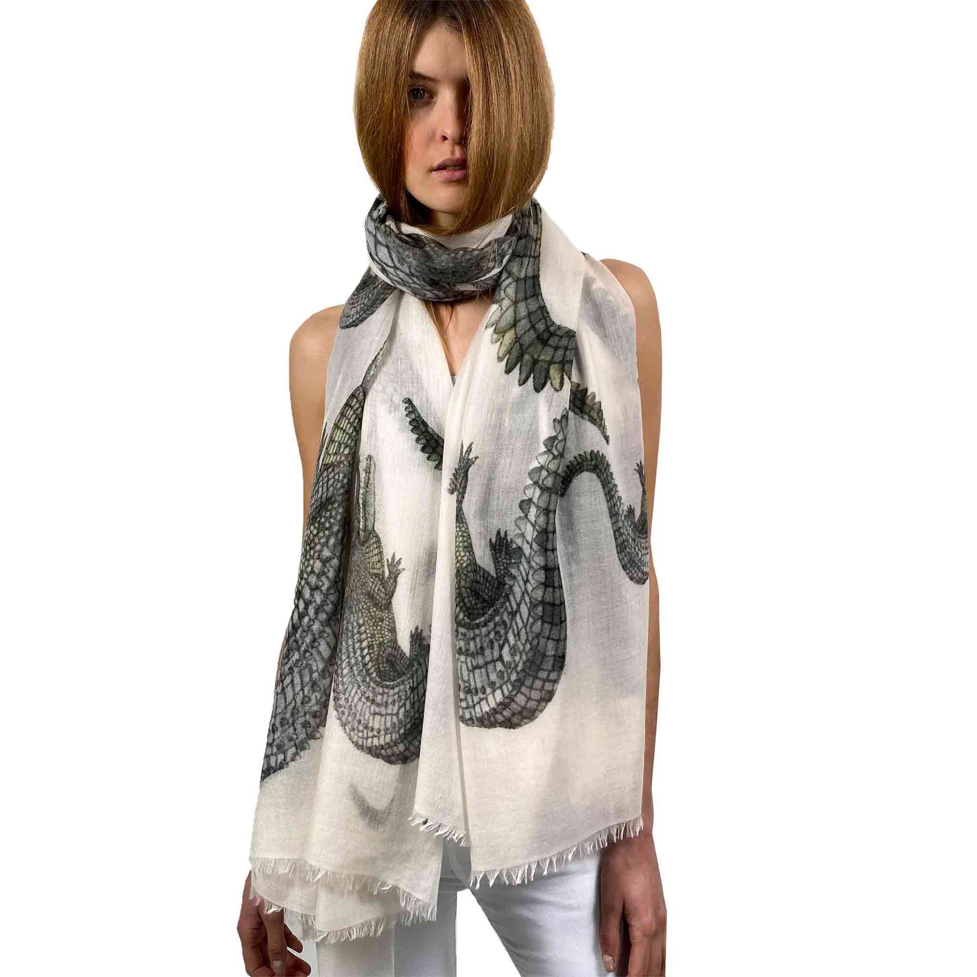 CROCODILE CASHMERE SCARF