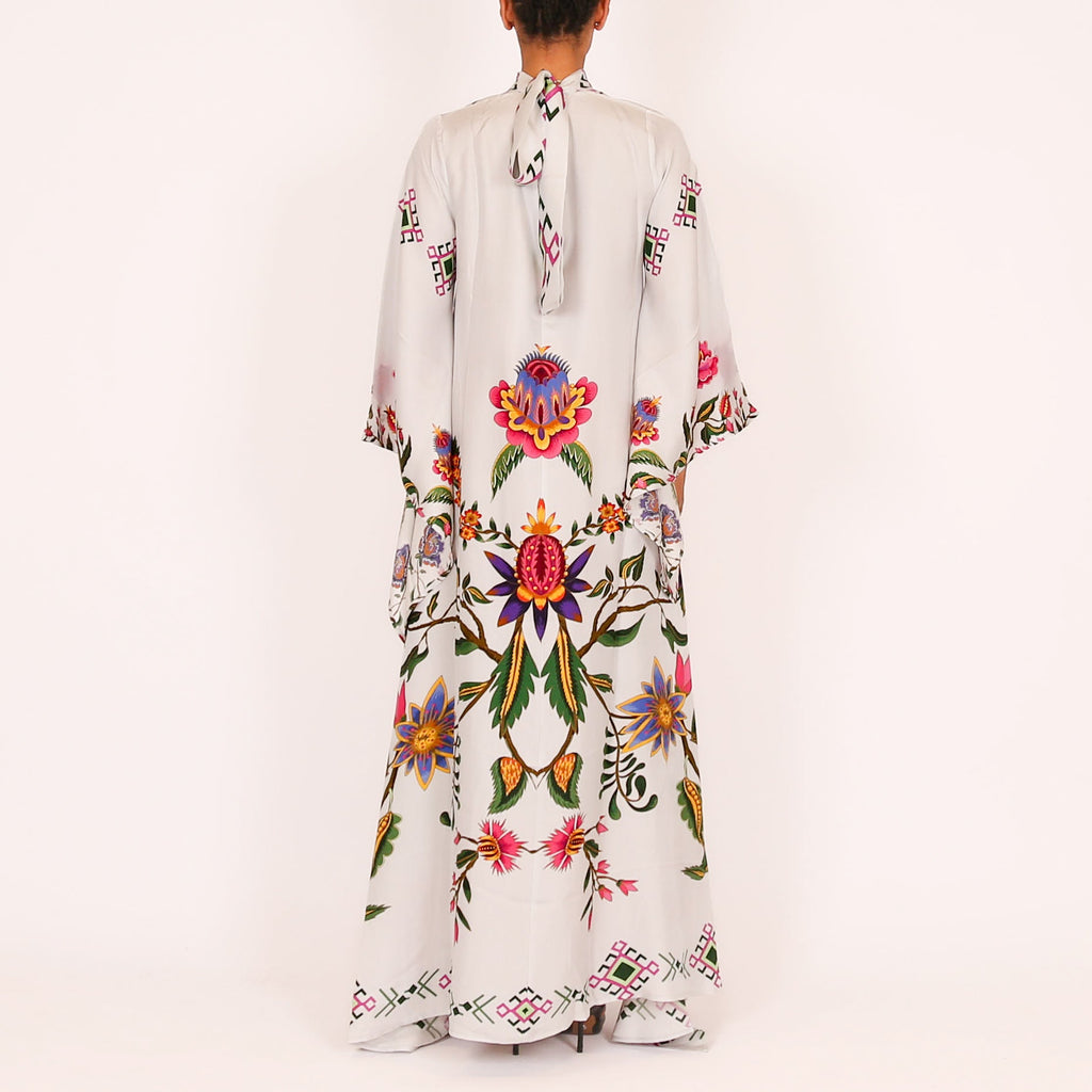 ETHNO FLORAL PRINCESS DRESS - grey