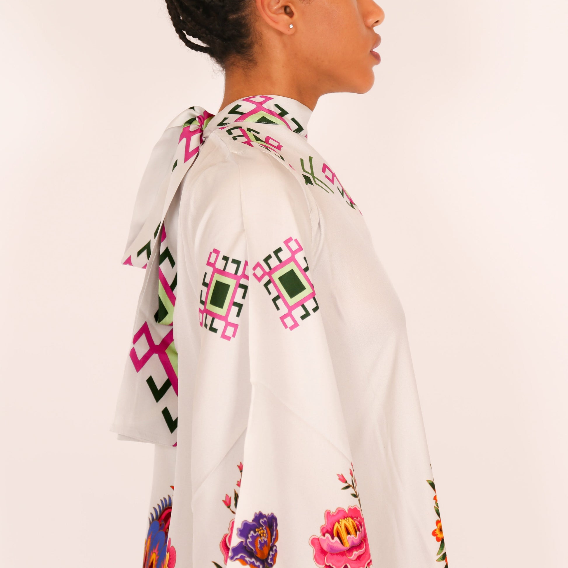 ETHNO FLORAL PRINCESS DRESS - grey