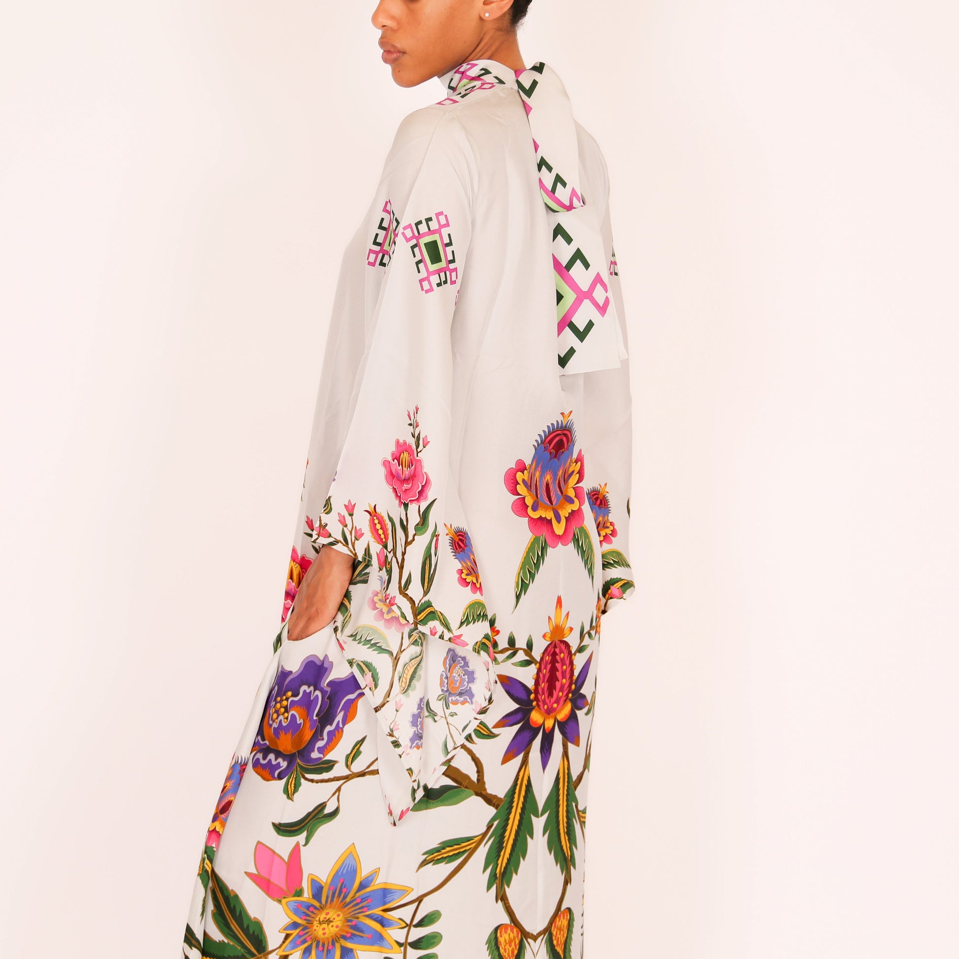 ETHNO FLORAL PRINCESS DRESS - grey