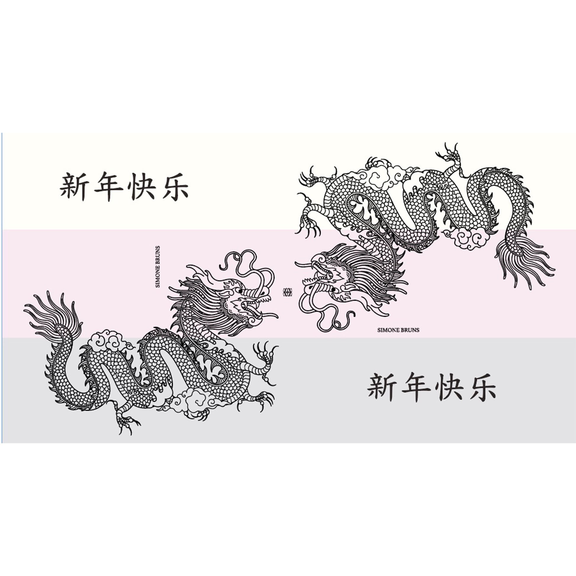 CHINESE DRAGON 3 COLOR FELTED SCARF