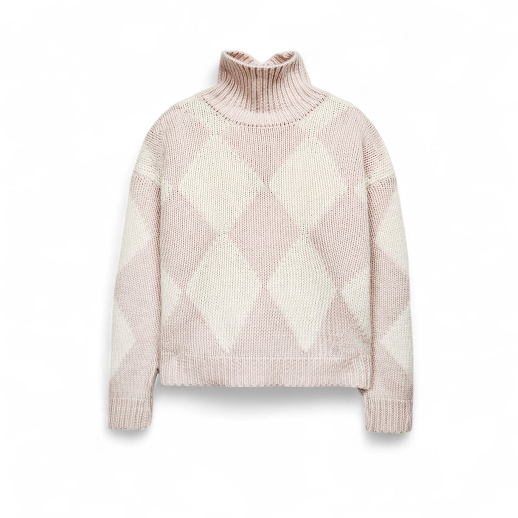 GABRIELLE DIAMOND SWEATER - POWDER/CHALK