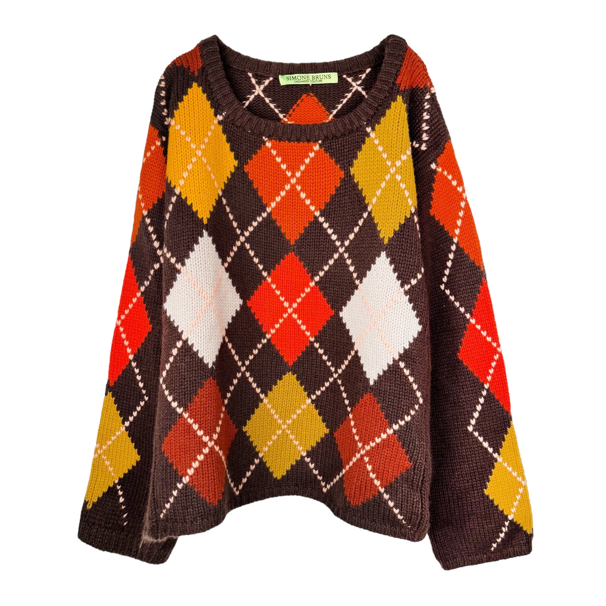 COOL ISCHGL EXTRA DIAMOND SWEATER - BROWN/ORANGE