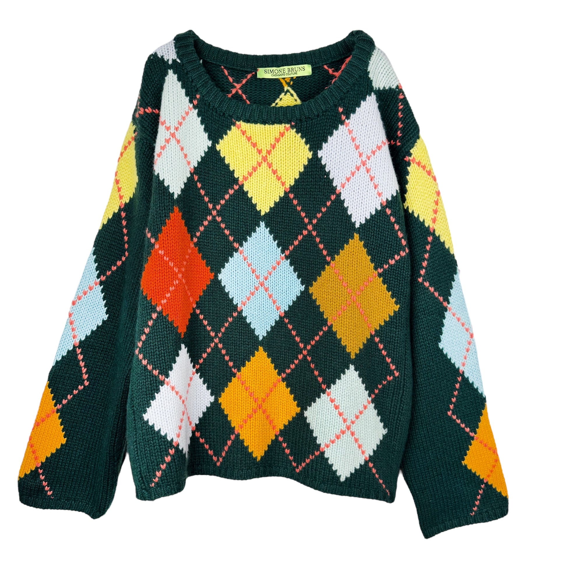 COOL ISCHGL EXTRA DIAMOND SWEATER - GREEN/LIGHT BLUE