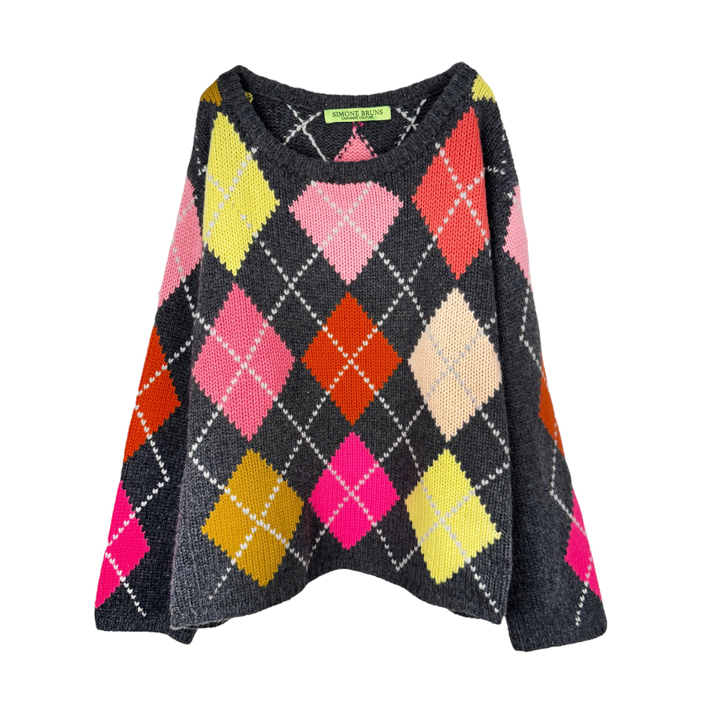 COOL ISCHGL EXTRA DIAMOND SWEATER - CHARCOAL/DAYGLOW