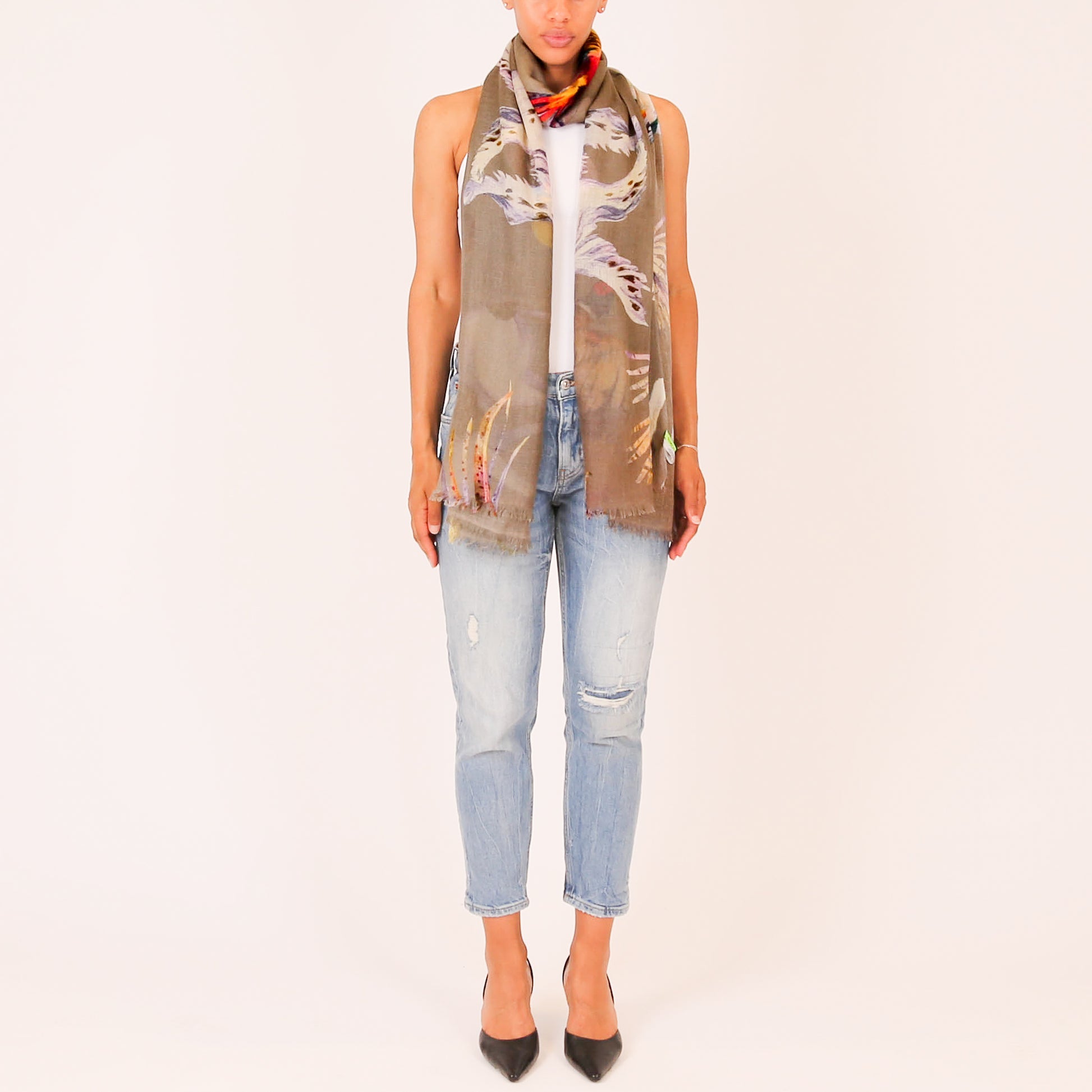 DOGS & BIRDS CASHMERE SCARF
