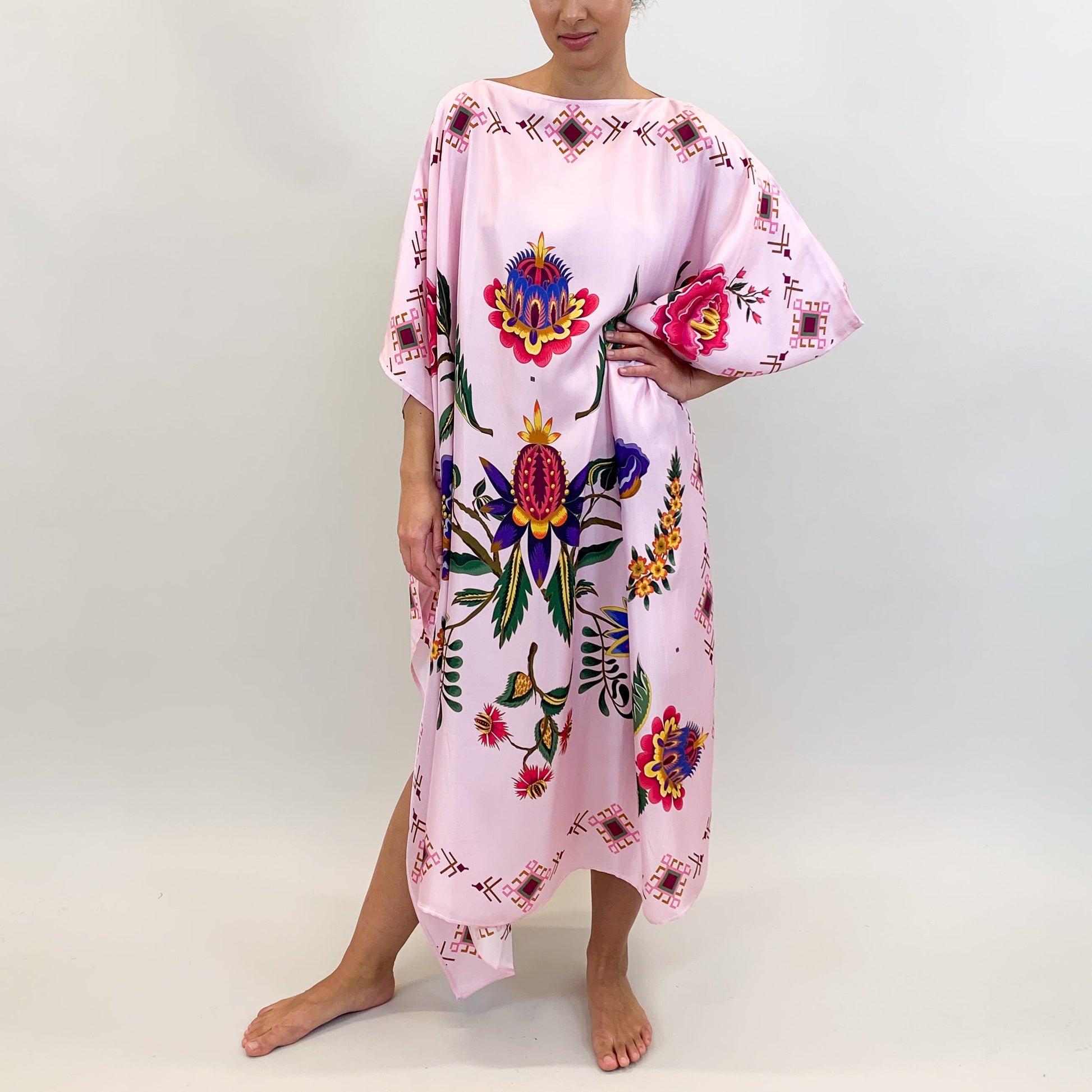 ETHNO FLORAL SILK TUNIC