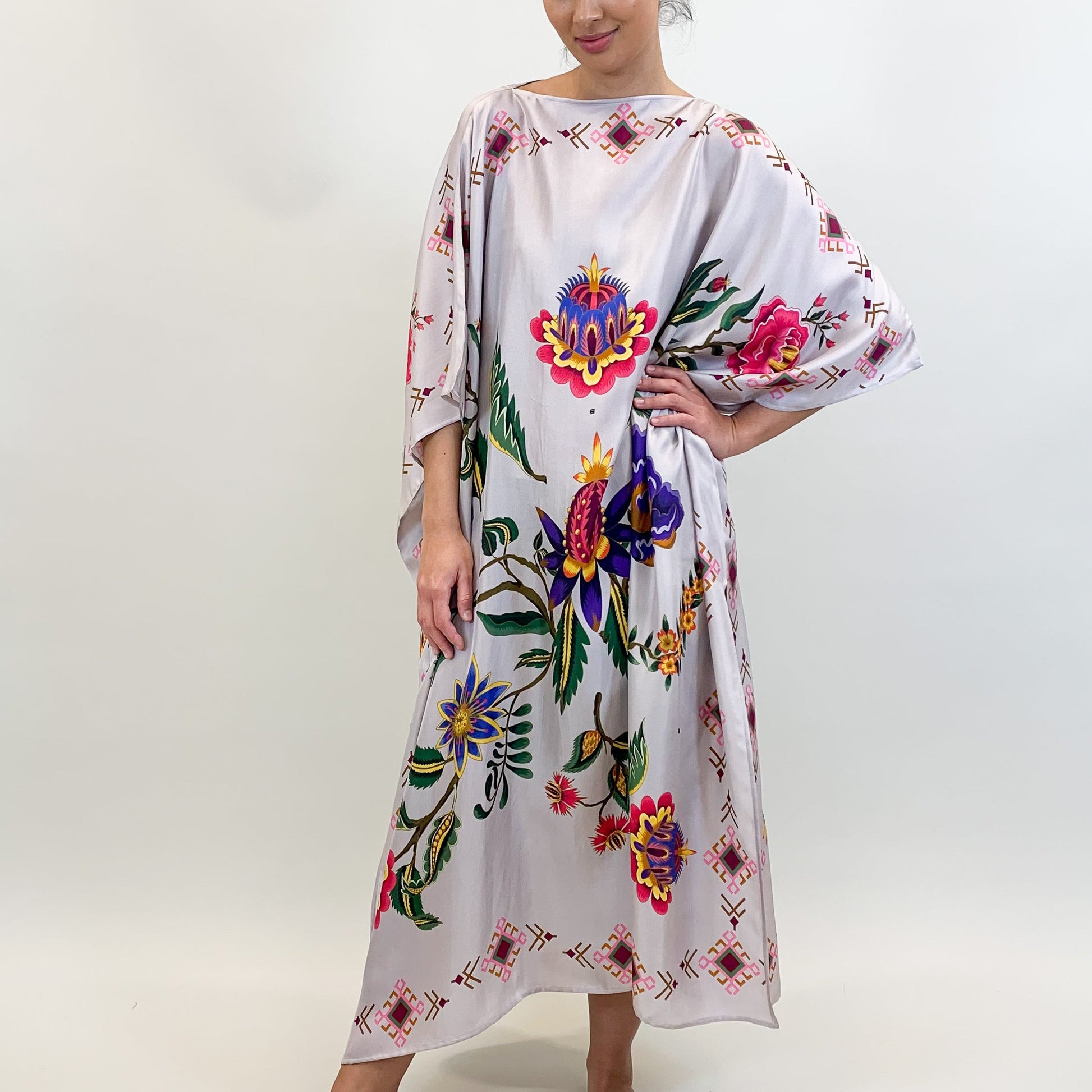 ETHNO FLORAL SILK TUNIC
