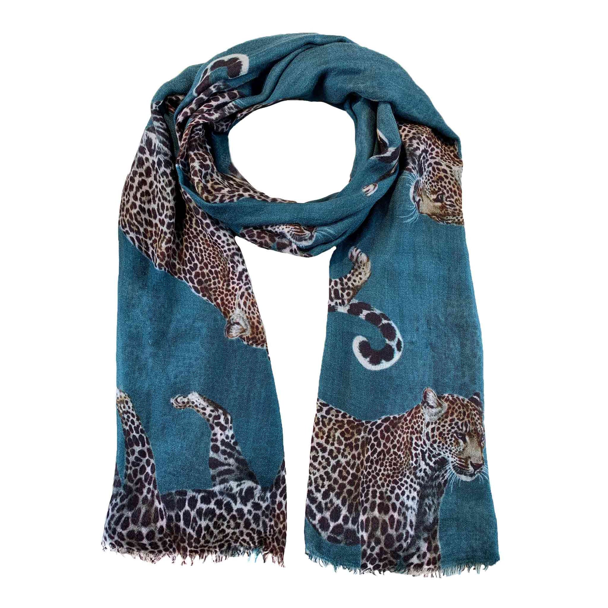 LEOPARD NATURAL CASHMERE SCARF