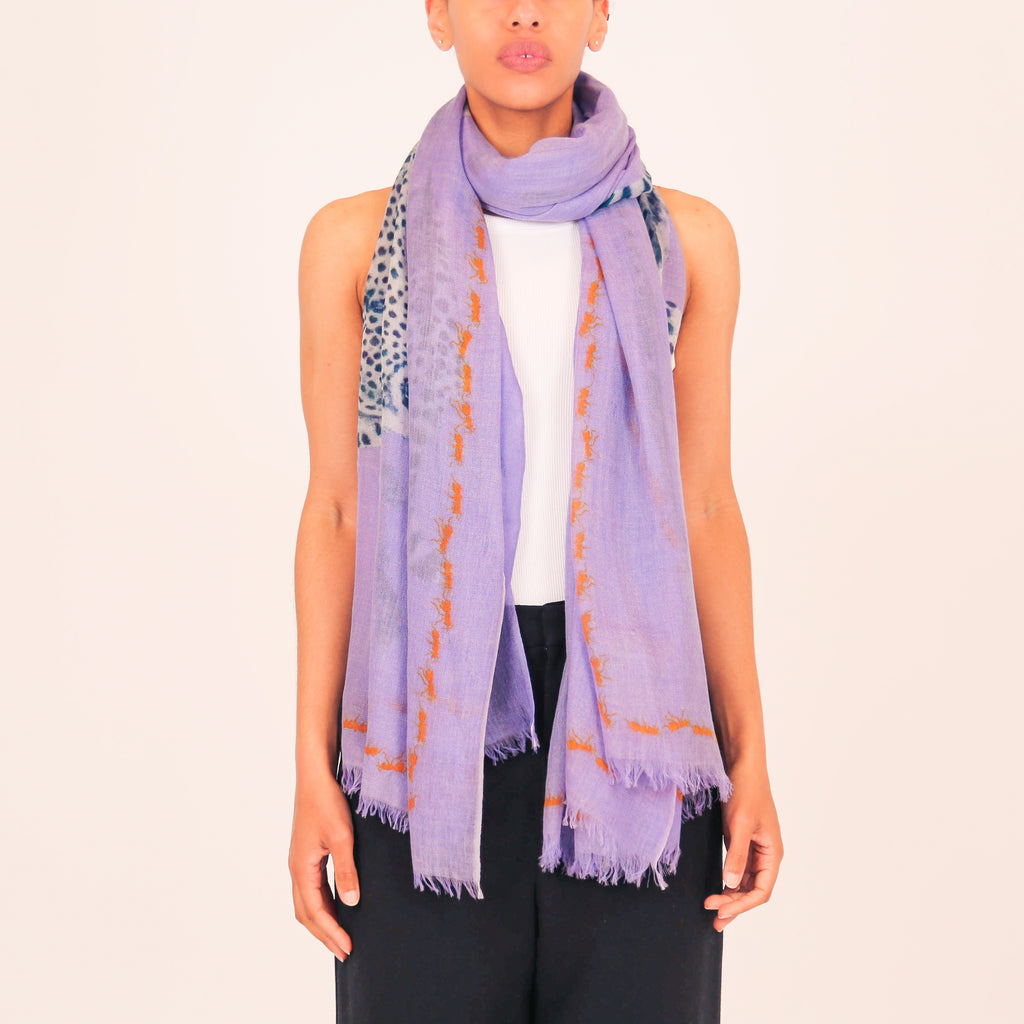 LEOPARD-ANT CASHMERE SCARF