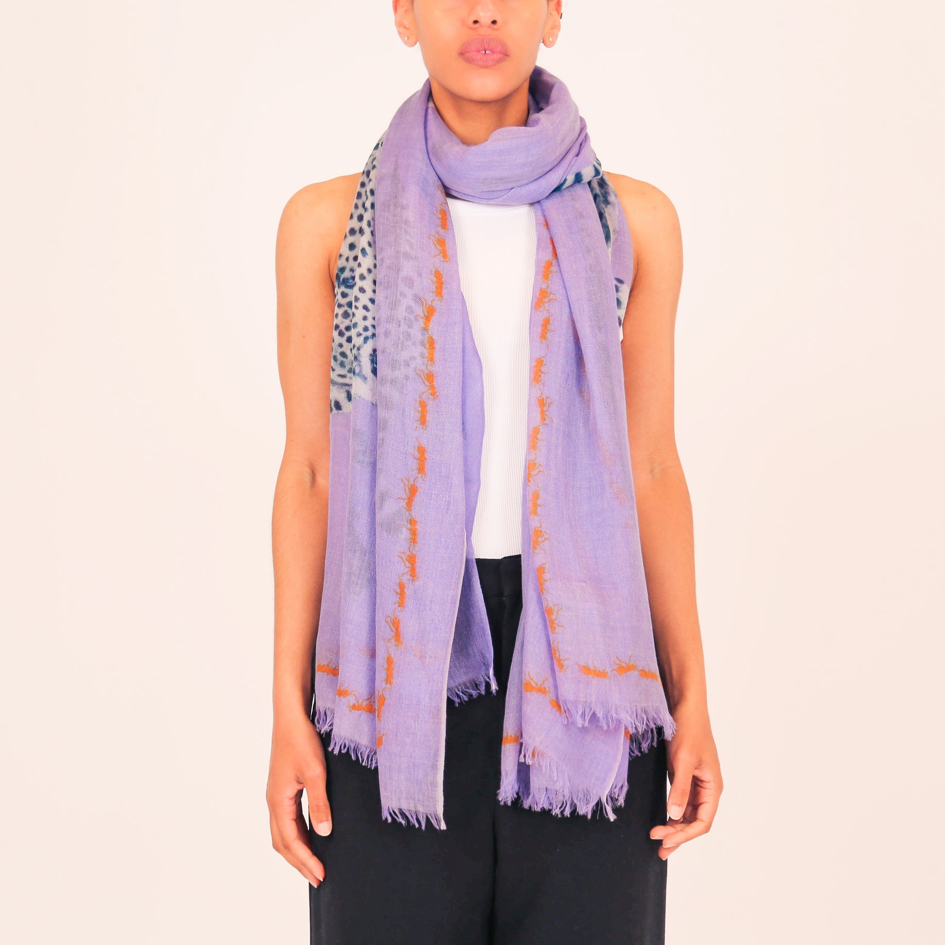 LEOPARD-ANT CASHMERE SCARF