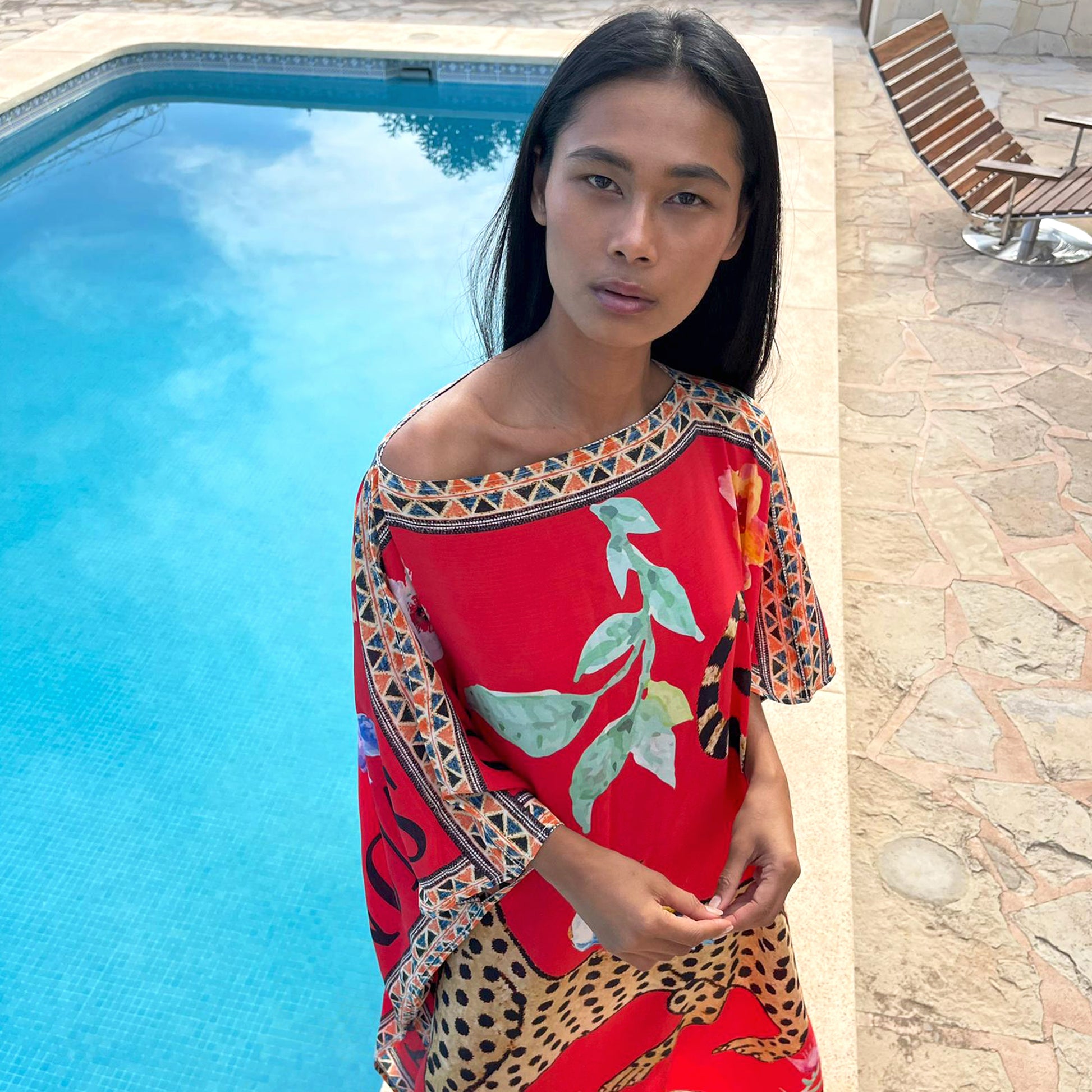 VENICE LEO V-NECK SILK TUNIC