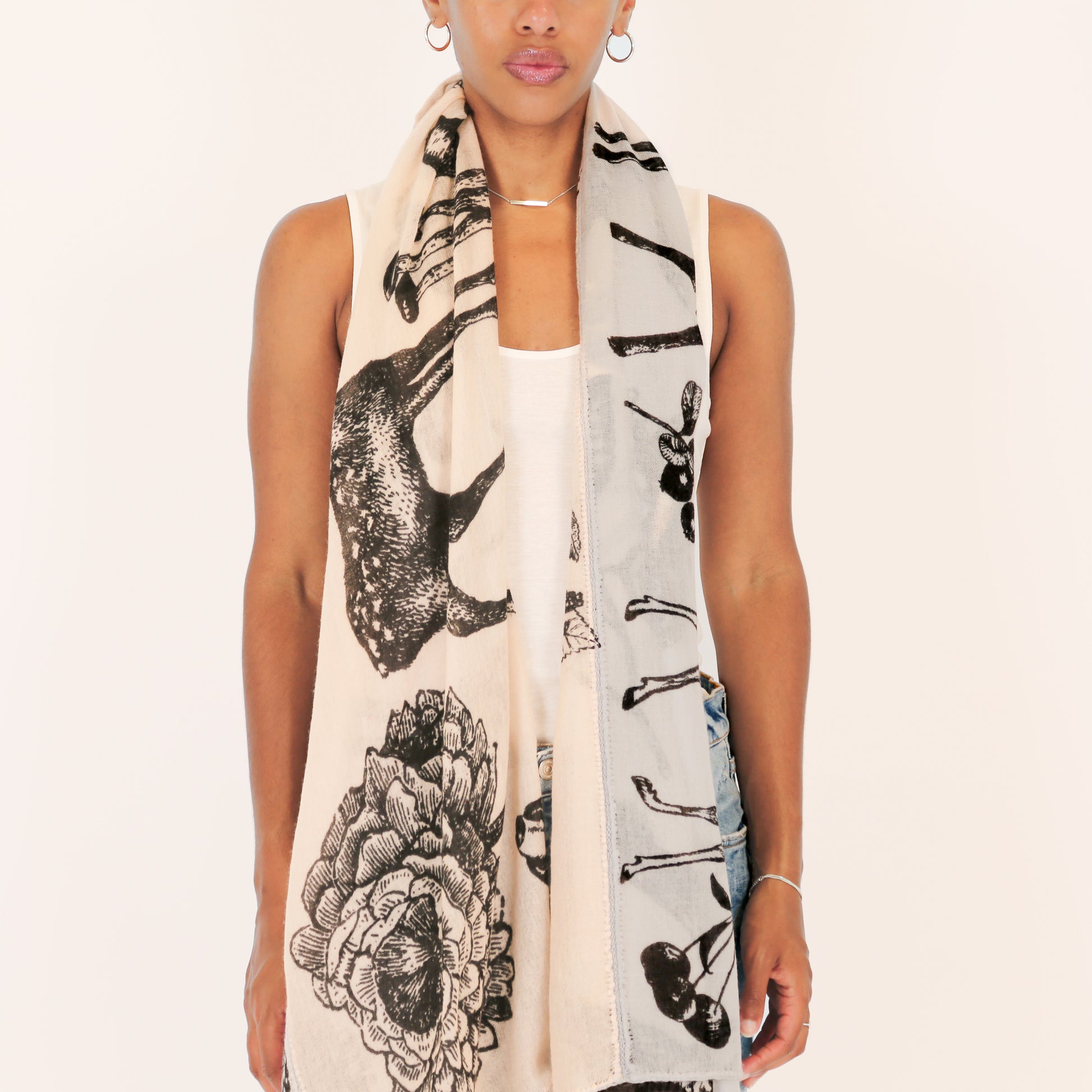 WOODLAND 3 COLOR FELTED CASHMERE SCARF