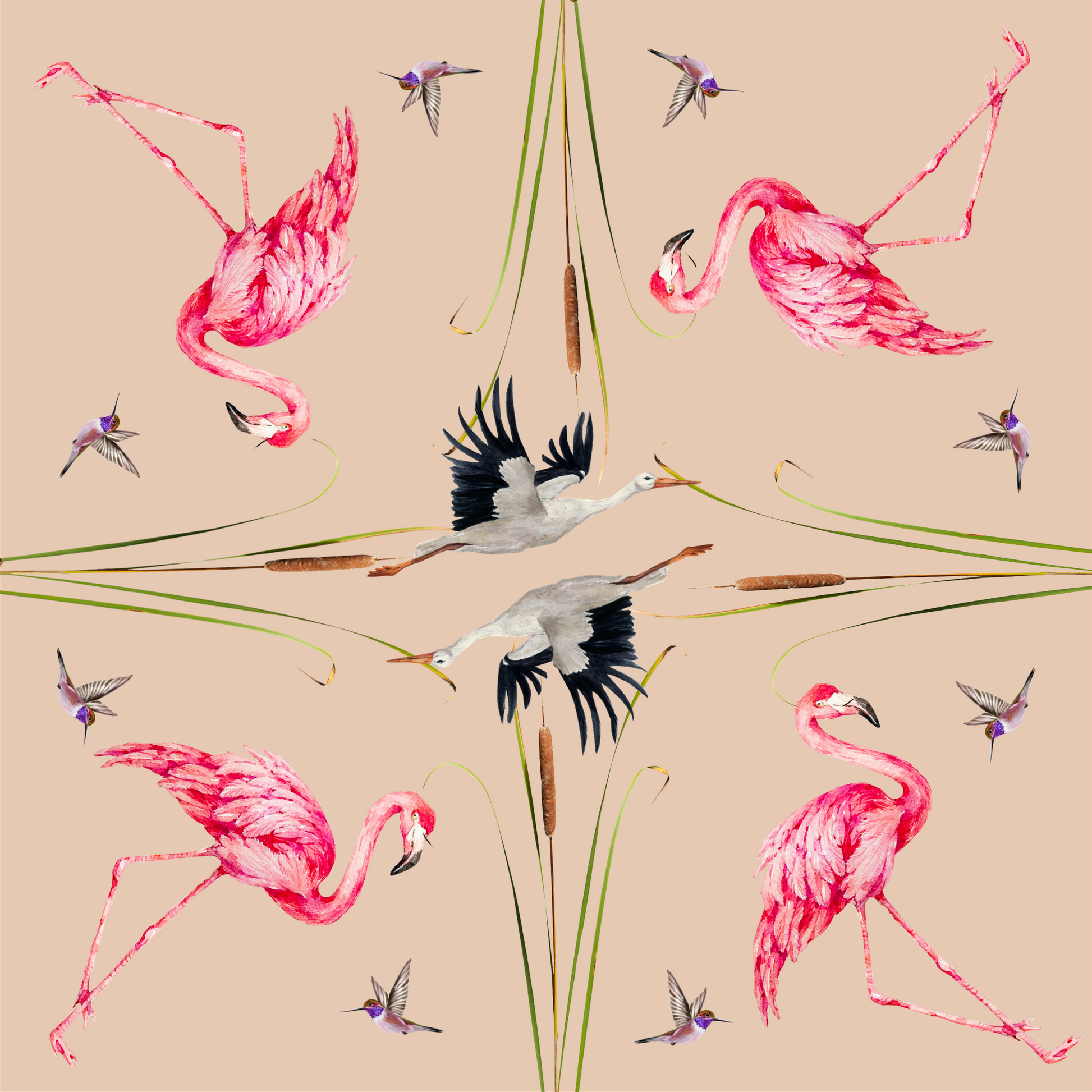 NATURAL FLAMINGO MINI NECK TIE