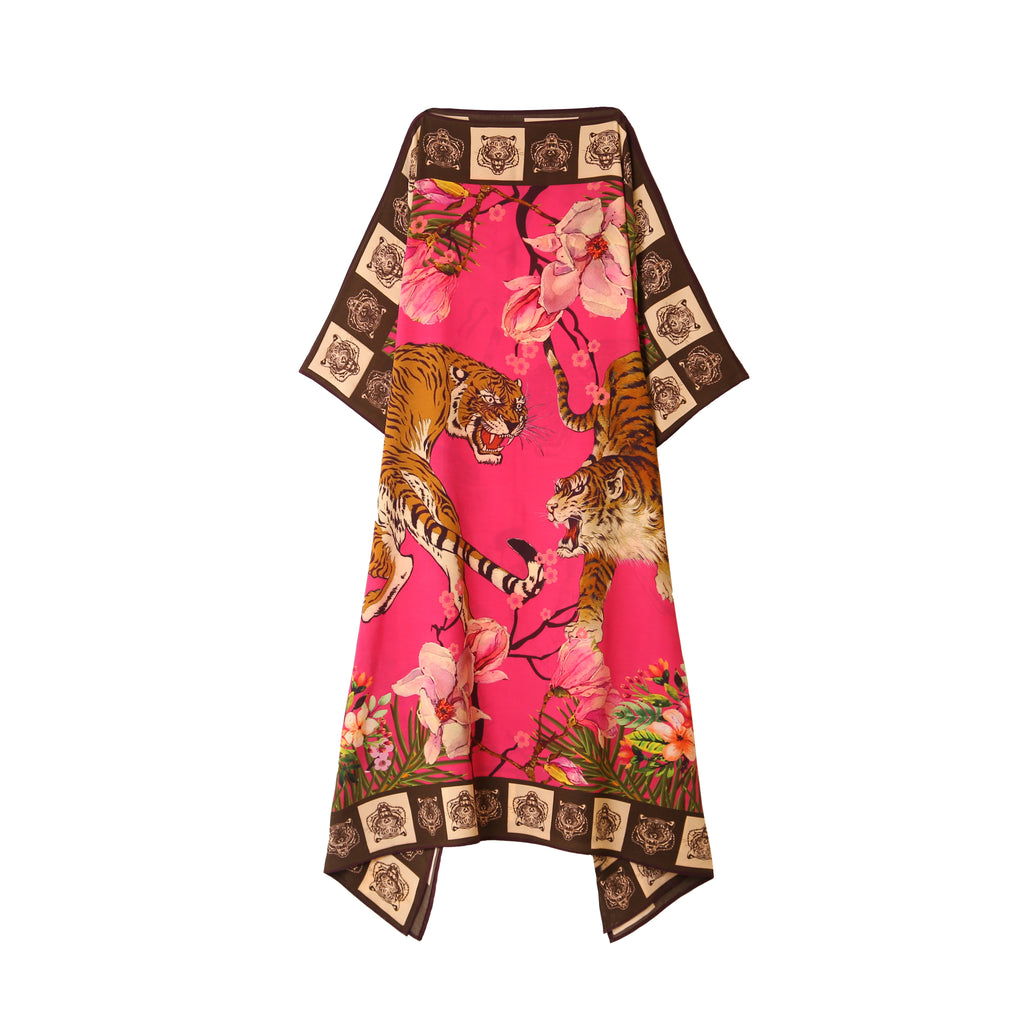 ROARING TIGER SILK TUNIC - dayglow