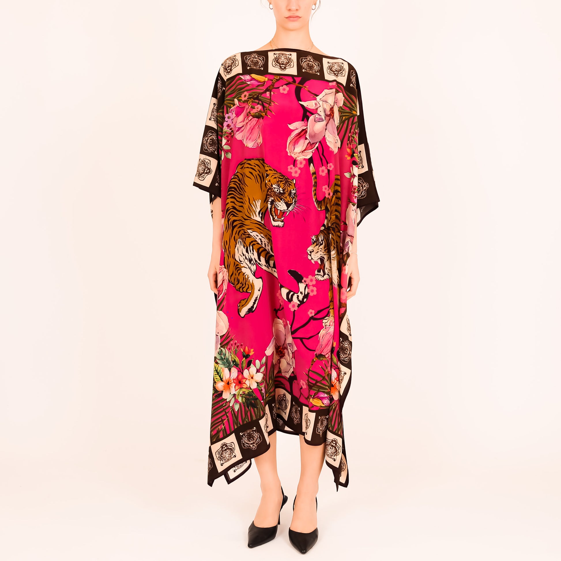 ROARING TIGER SILK TUNIC - dayglow