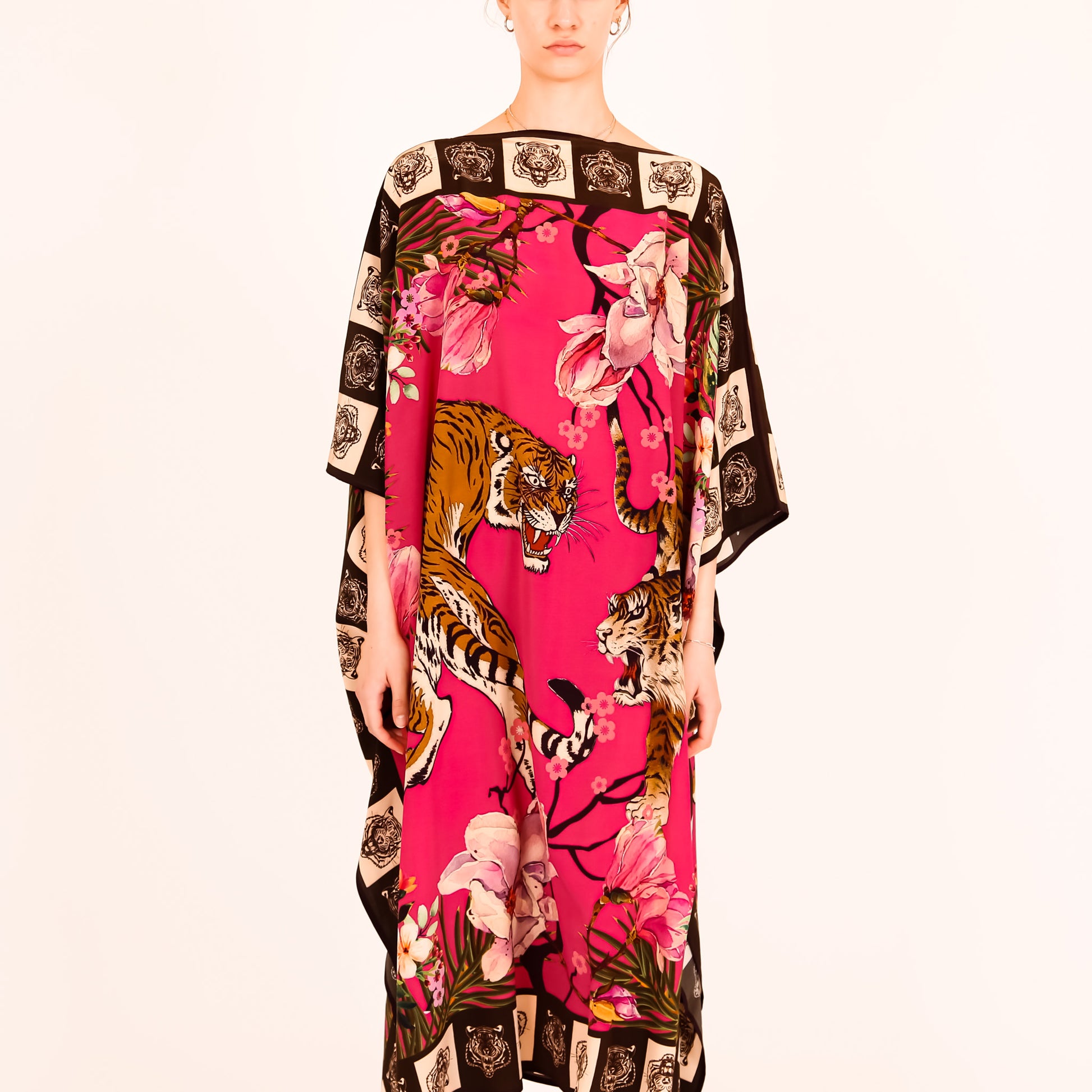 ROARING TIGER SILK TUNIC - dayglow