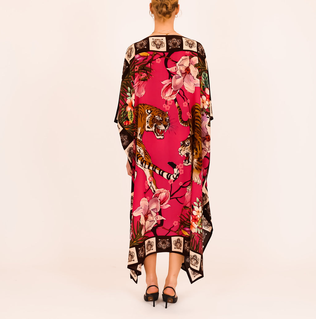 ROARING TIGER SILK TUNIC - dayglow