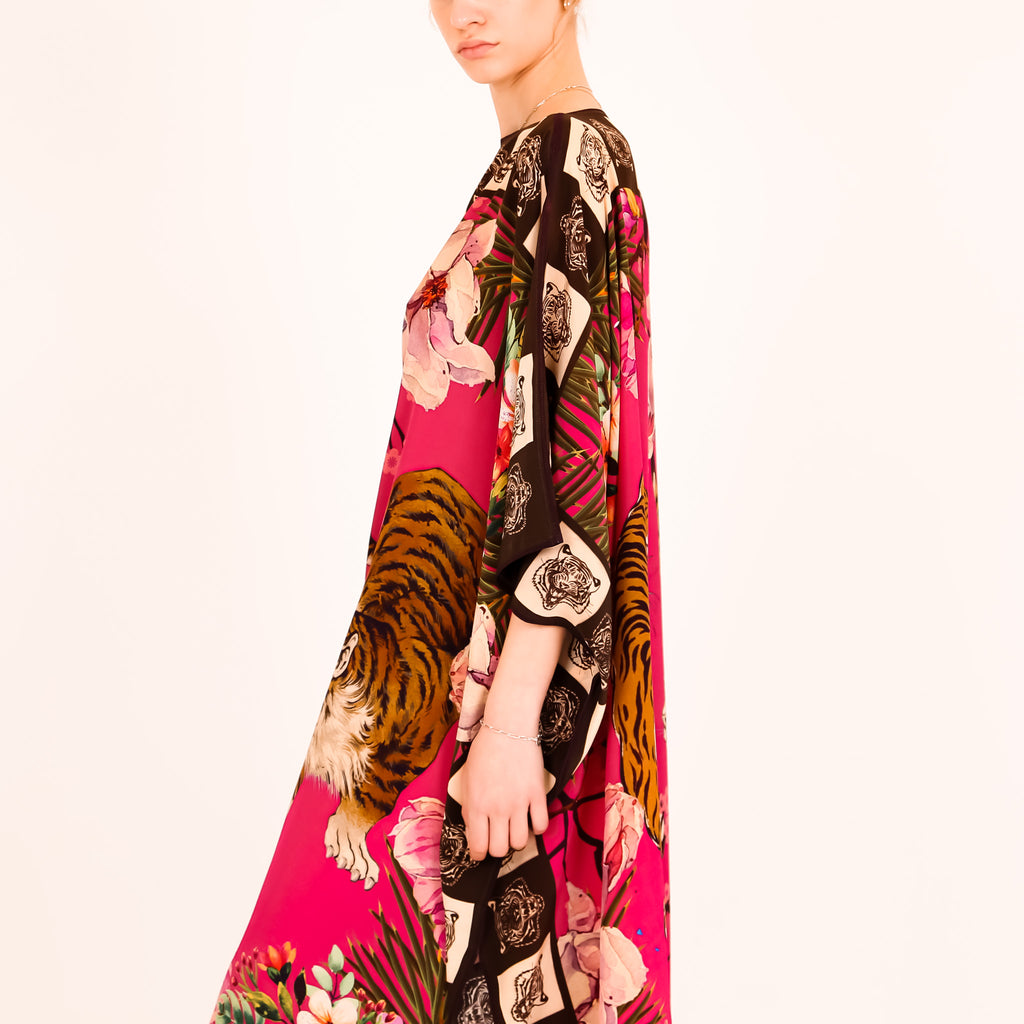 ROARING TIGER SILK TUNIC - dayglow