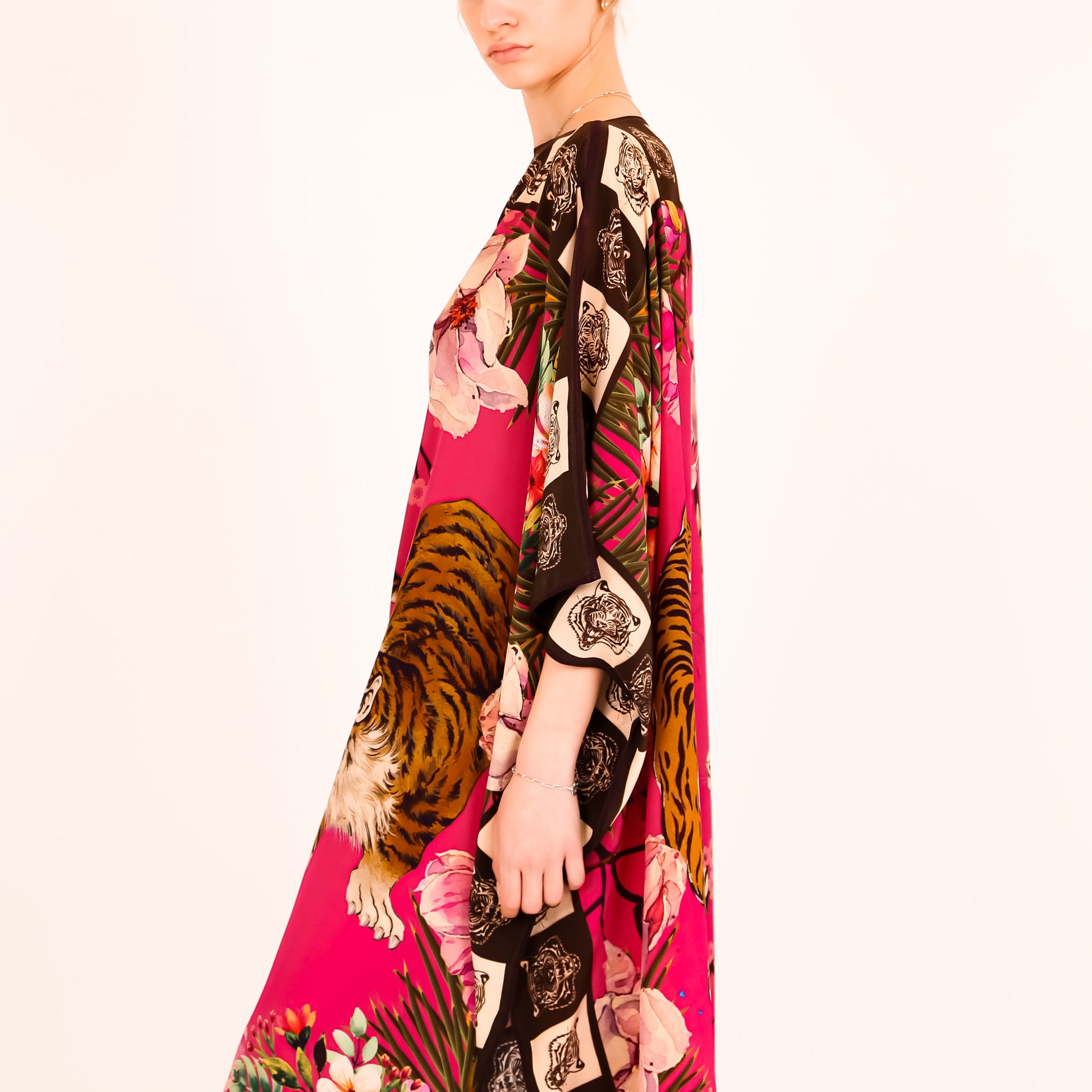 ROARING TIGER SILK TUNIC - dayglow