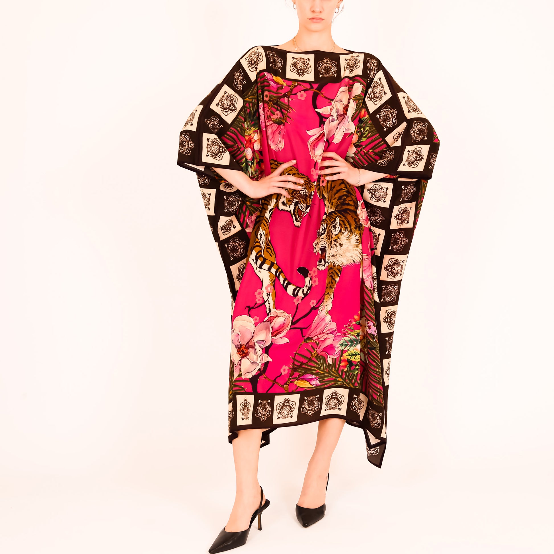 ROARING TIGER SILK TUNIC - dayglow
