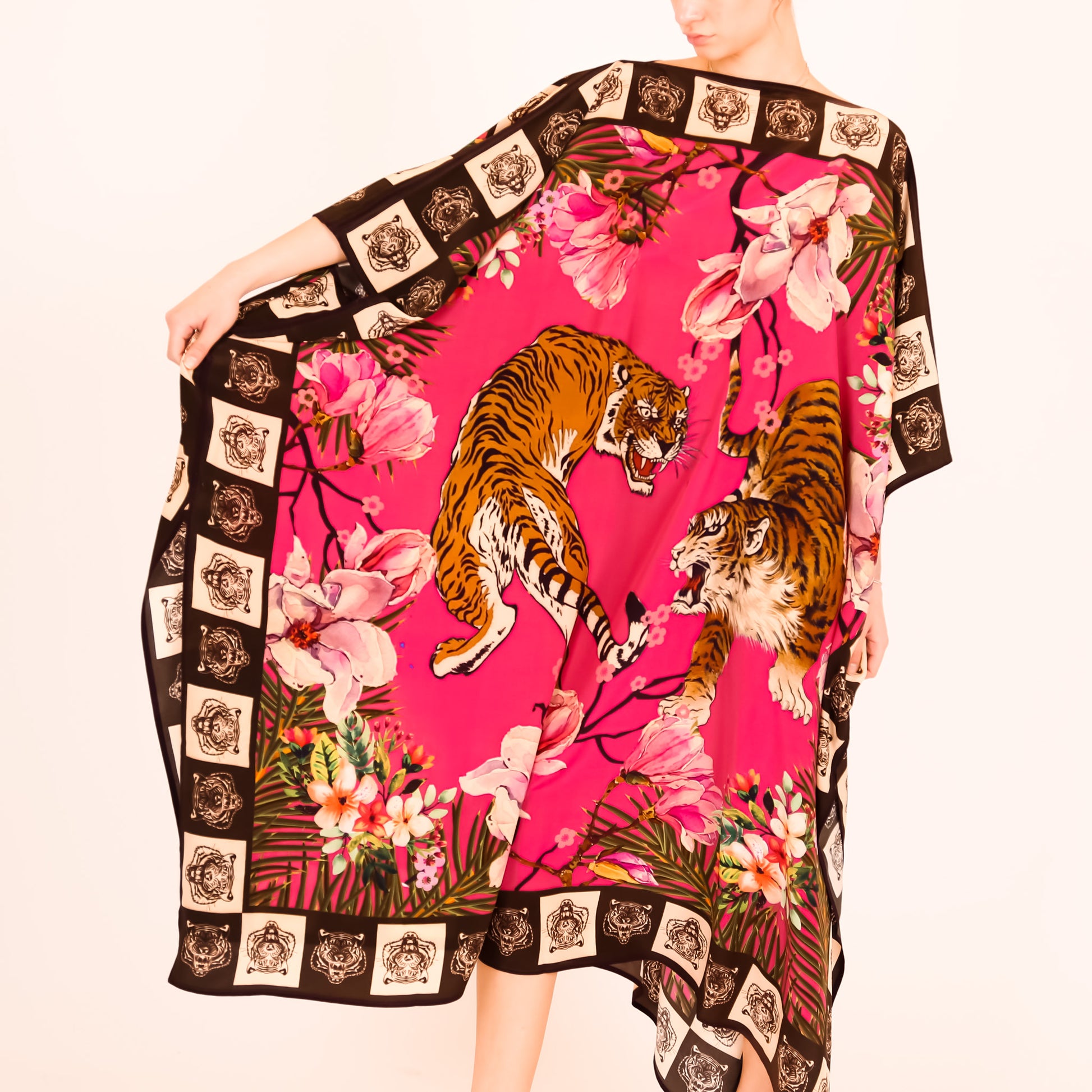 ROARING TIGER SILK TUNIC - dayglow