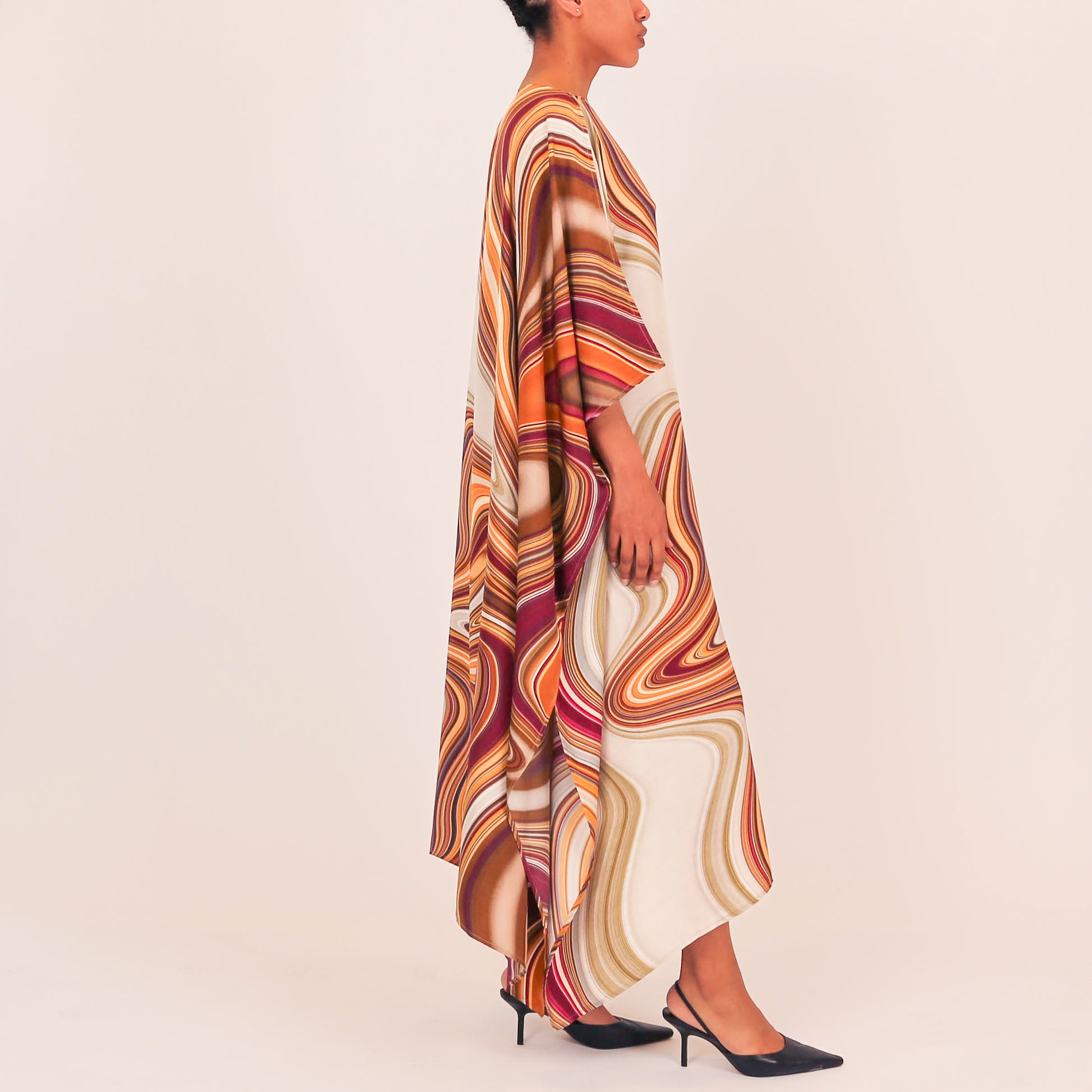 AUTUMN STRIPES SILK TUNIC - brown
