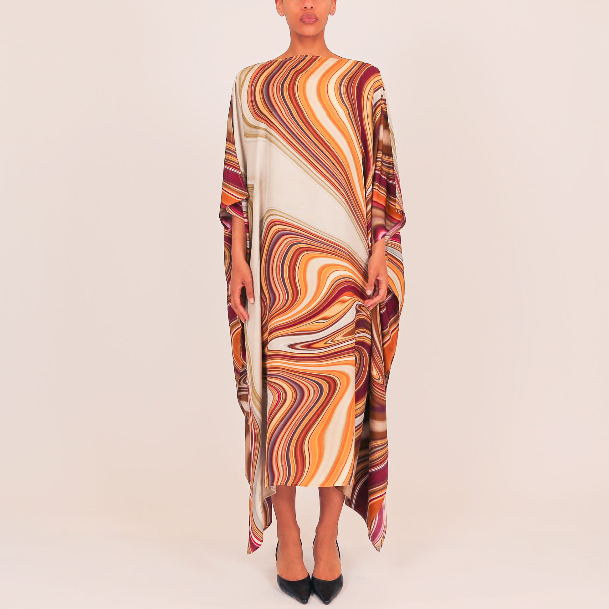 AUTUMN STRIPES SILK TUNIC - brown