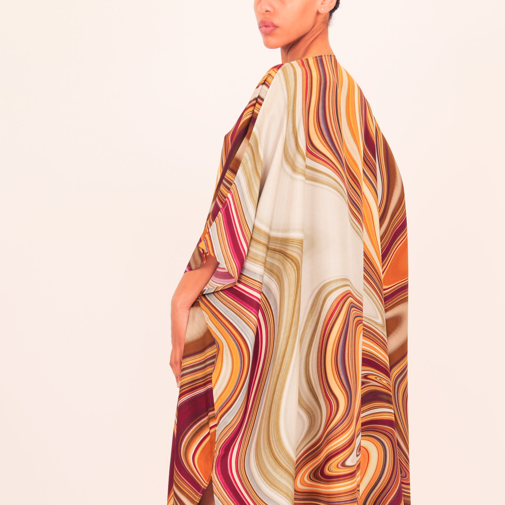 AUTUMN STRIPES SILK TUNIC - brown