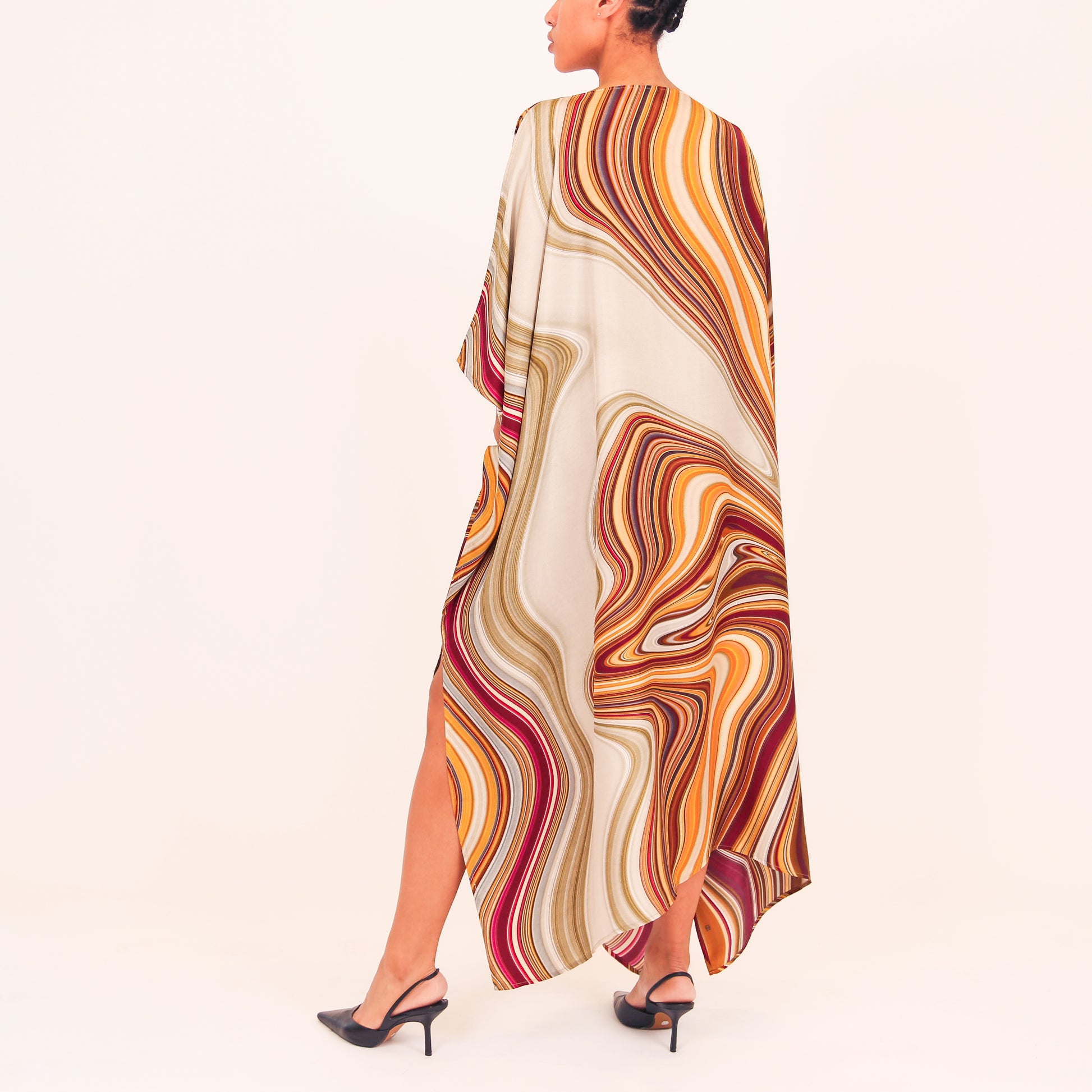 AUTUMN STRIPES SILK TUNIC - brown