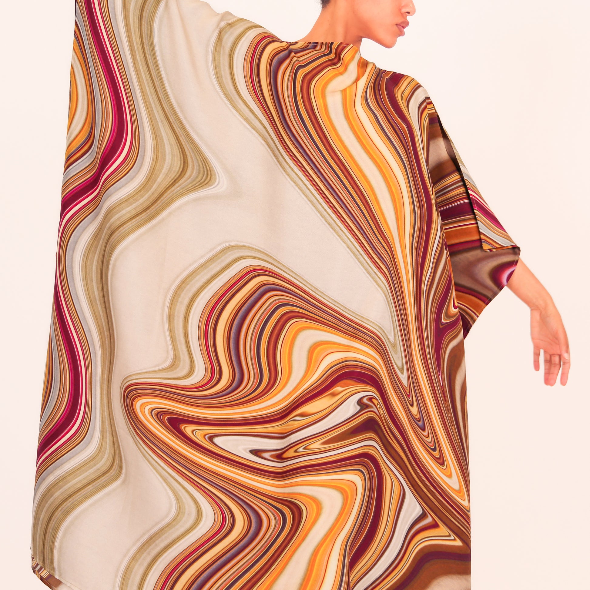 AUTUMN STRIPES SILK TUNIC - brown