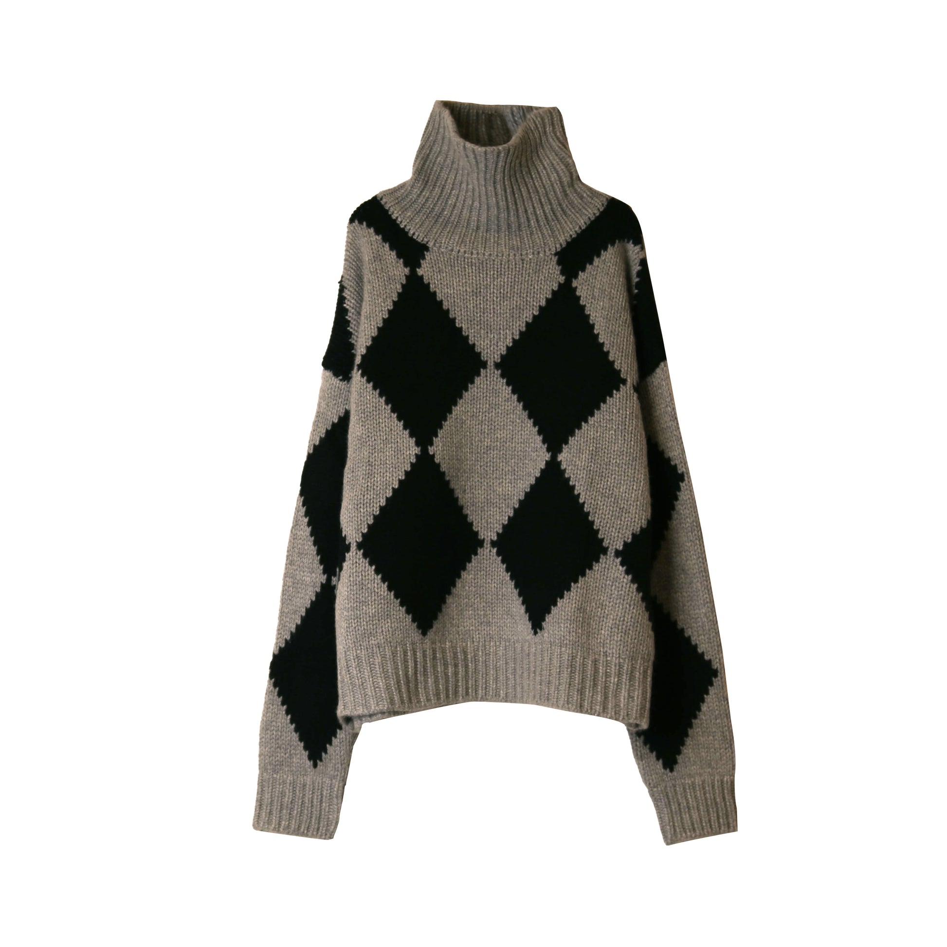GABRIELLE DIAMOND SWEATER OS – grey / black