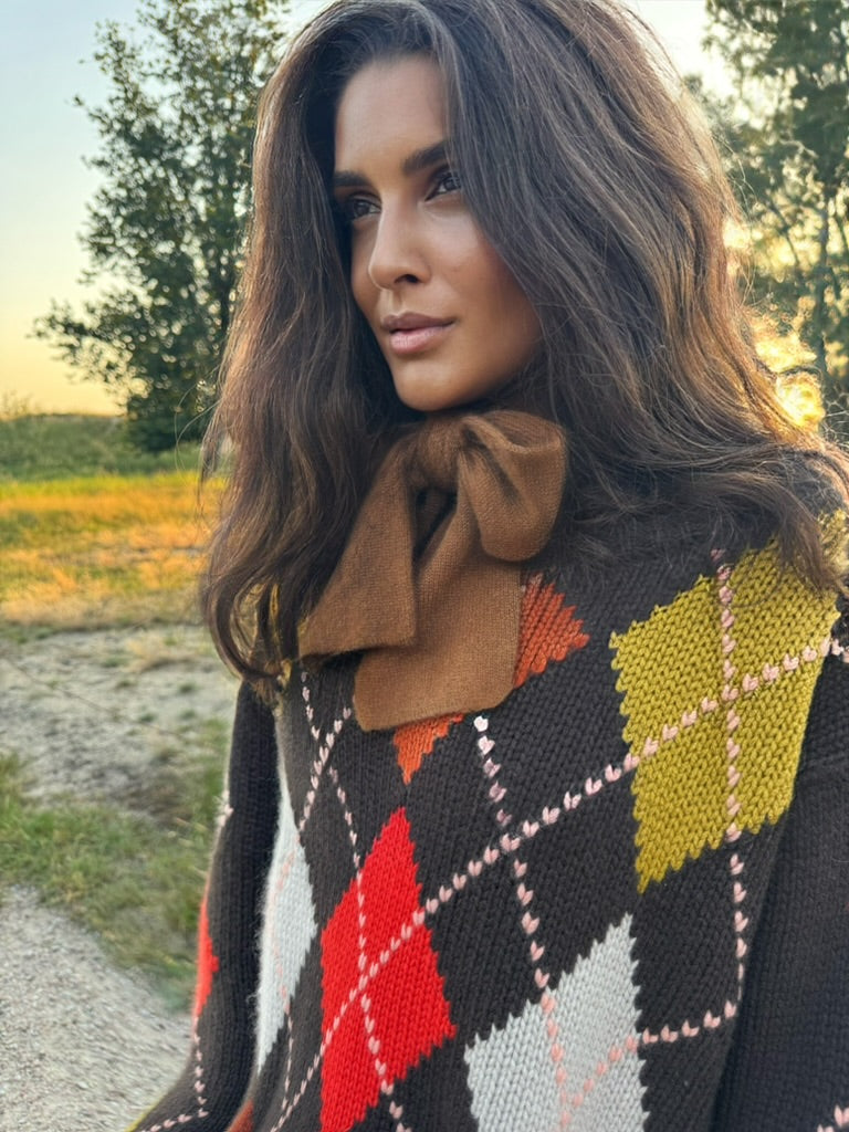 COOL ISCHGL EXTRA DIAMOND SWEATER - BROWN/ORANGE