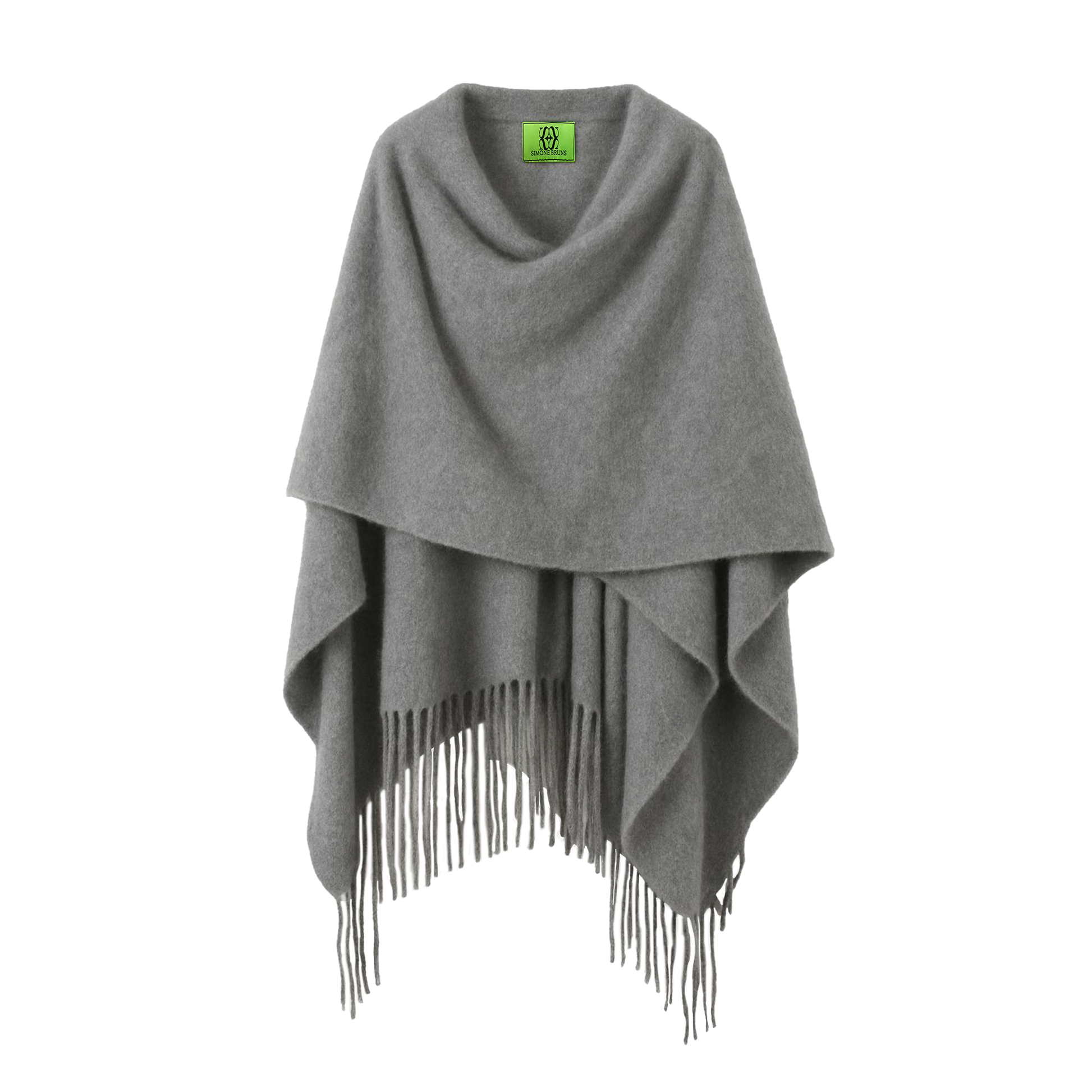 SHARON CAPE WITH FRINGES - GREY