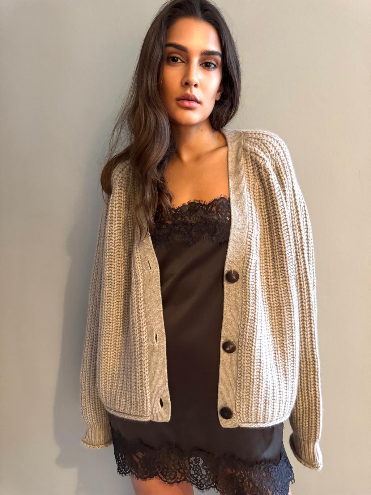 LENA CARDIGAN - ECO GRAVEL