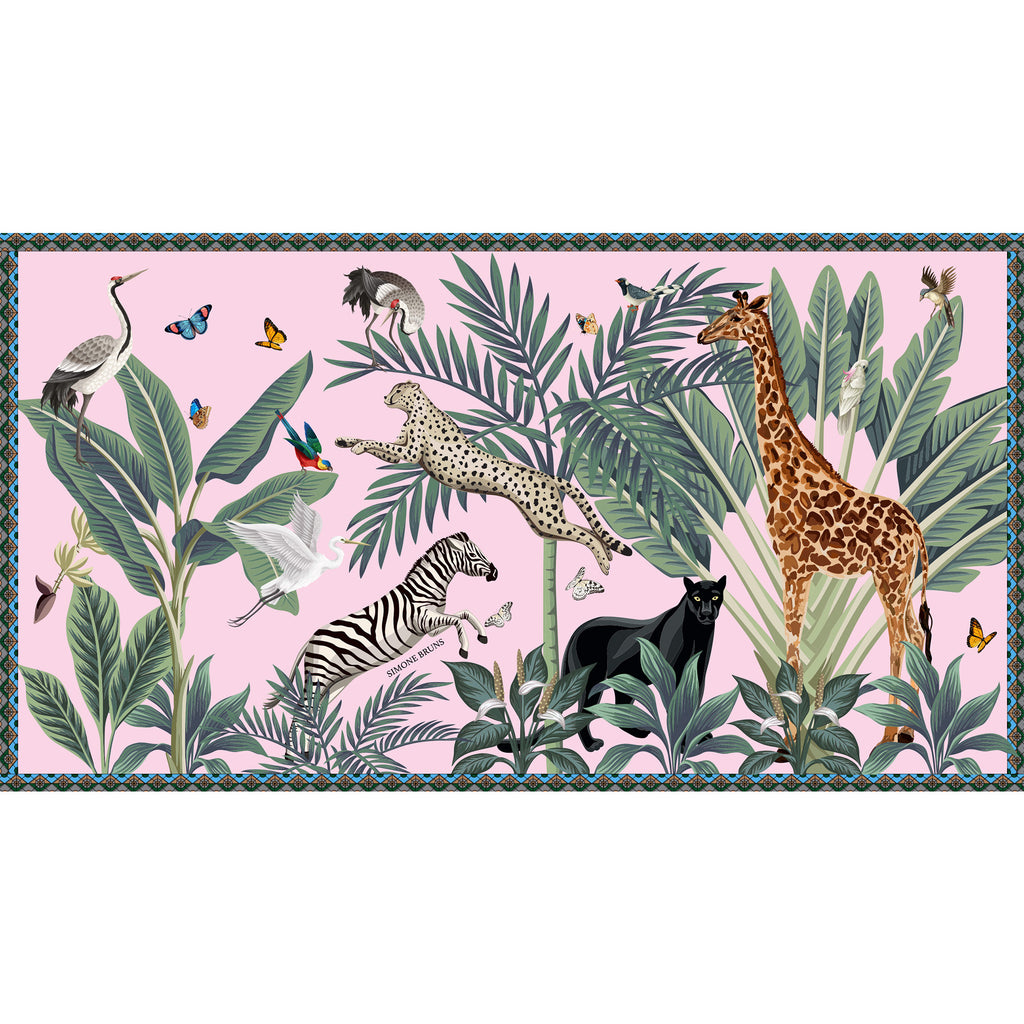 VENICE ANIMAL CASHMERE SCARF - light rose